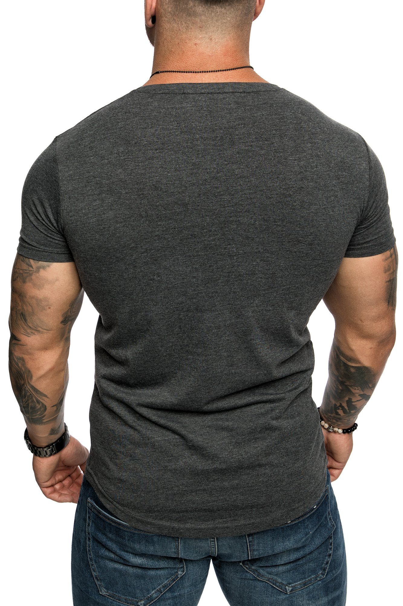 Amaci&Sons T-Shirt TACOMA Basic T-Shirt mit Rundhalsausschnitt Herren Einfarbig Vintage Rundhalsausschnitt Basic Crew Neck Shirt – Bild 4 von 4