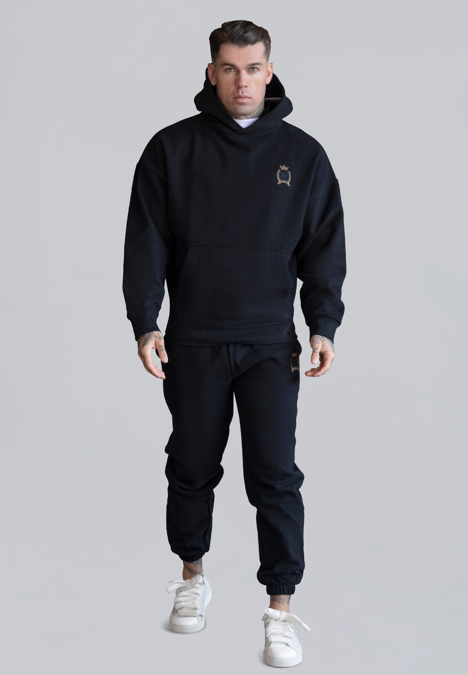 Hoodie SikSilk Herren Schwarzer Pullover Kapuzenpullover