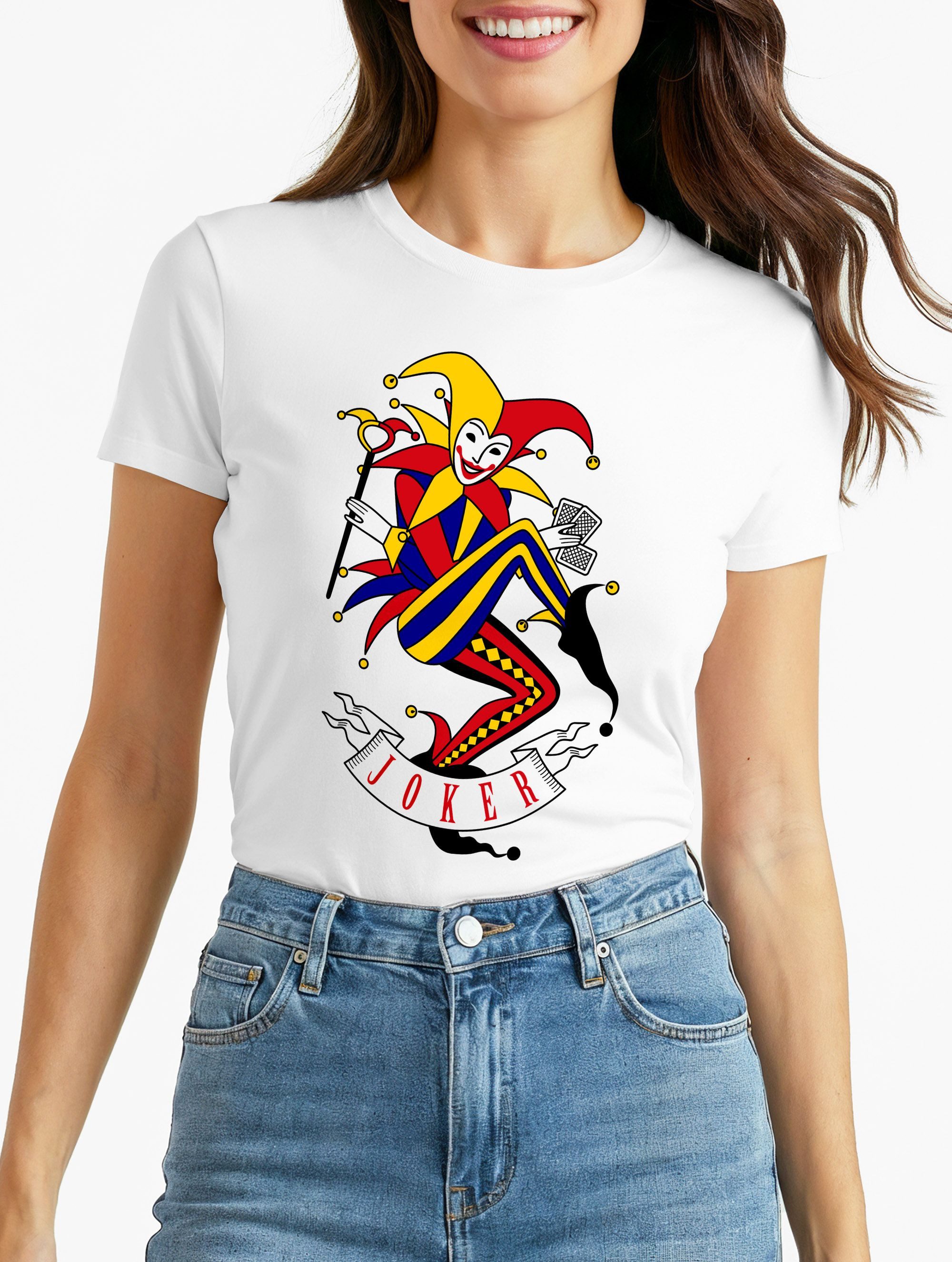 MoonWorks Print-Shirt Damen T-Shirt Kartenspiel Kostüm Spielkarten Gruppenk günstig online kaufen