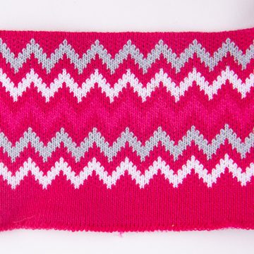 SCHÖNER LEBEN. Stoff Cuff Bündchen Fertigbündchen Chevron Zacken pink weiß grau 7x110cm