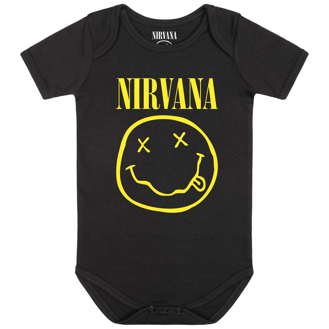 Kurzarmbody mit Nirvana (Smiley) Druck für Babys