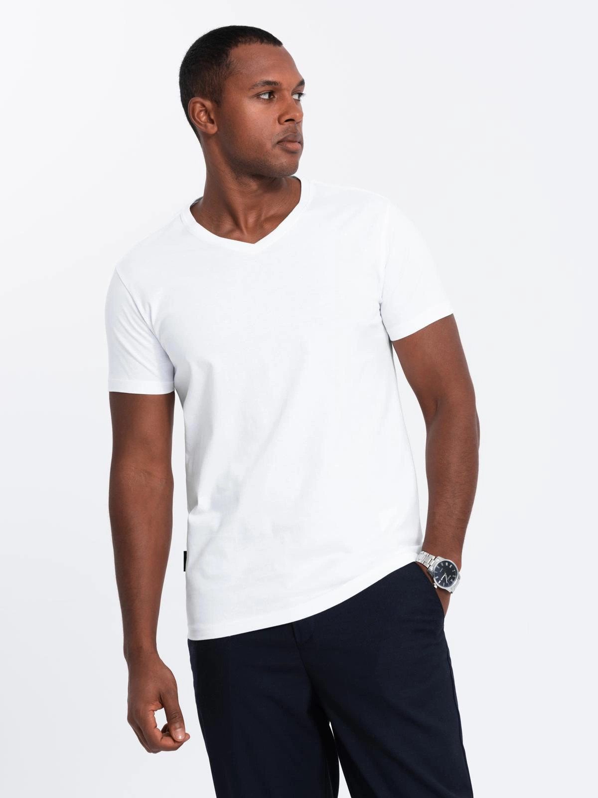 OMBRE T-Shirt 3er Set T-Shirt mit V-Ausschnitt aus Baumwolle günstig online kaufen
