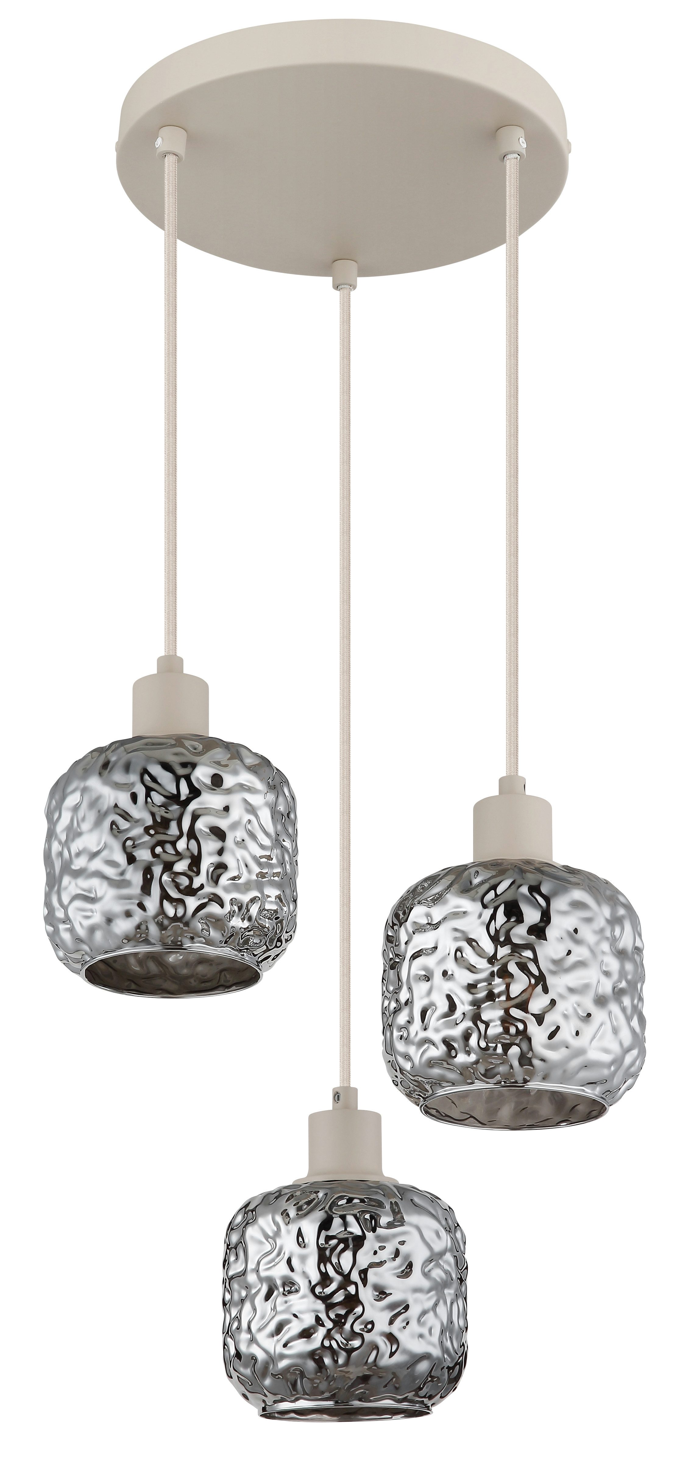 GLOBO LIGHTING Hängeleuchte ANTONIO, Leuchtmittel wechselbar, Beige Hängeleuchte mit Rauchglas und verchromten Akzenten