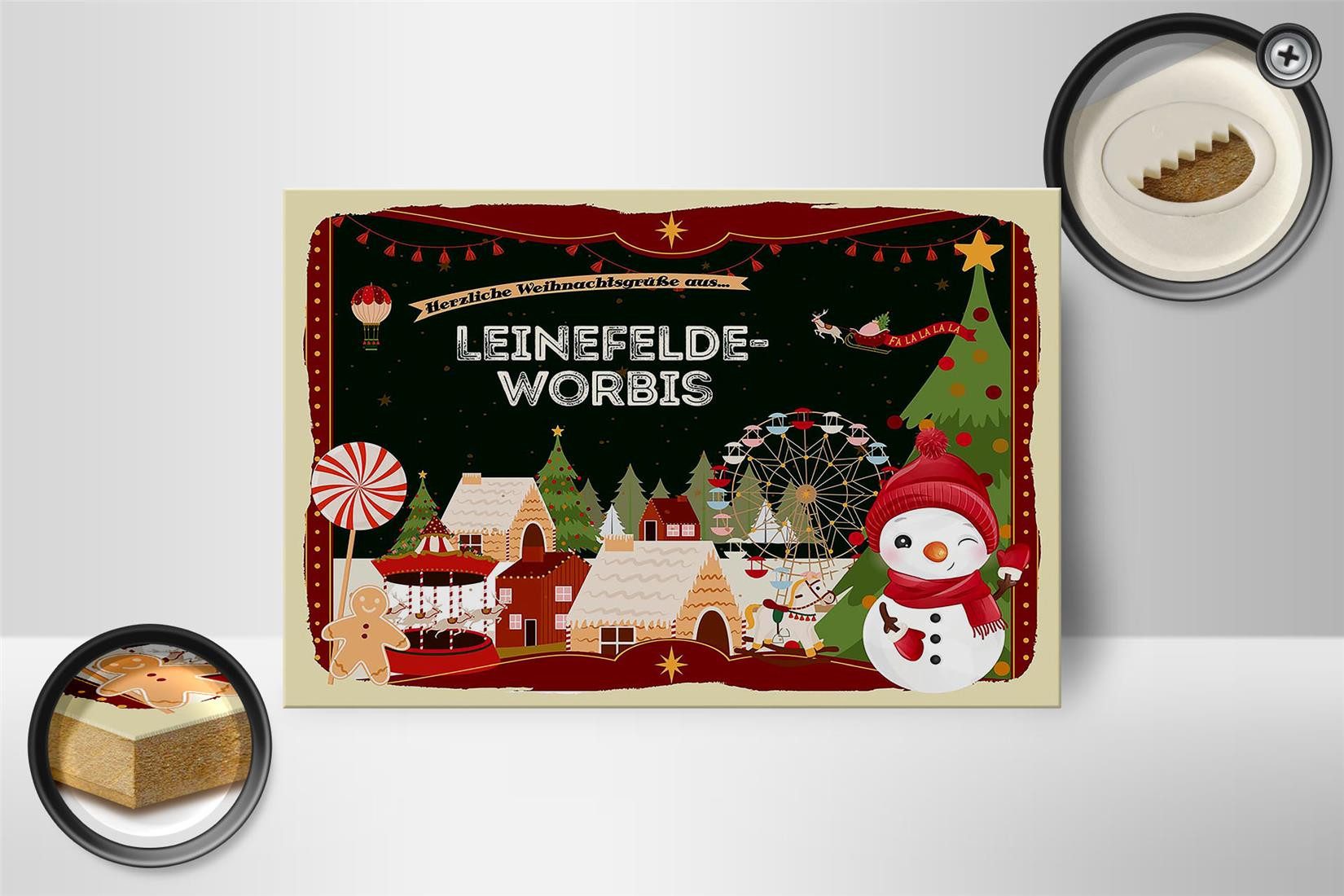 Femer GmbH Holzbild Weihnachten Grüße LEINEFELDE-WORBIS 18x12 cm, Feste und Feiertage (1 St), Glatte Holzfaserplatte (MDF), vorn beschichtet