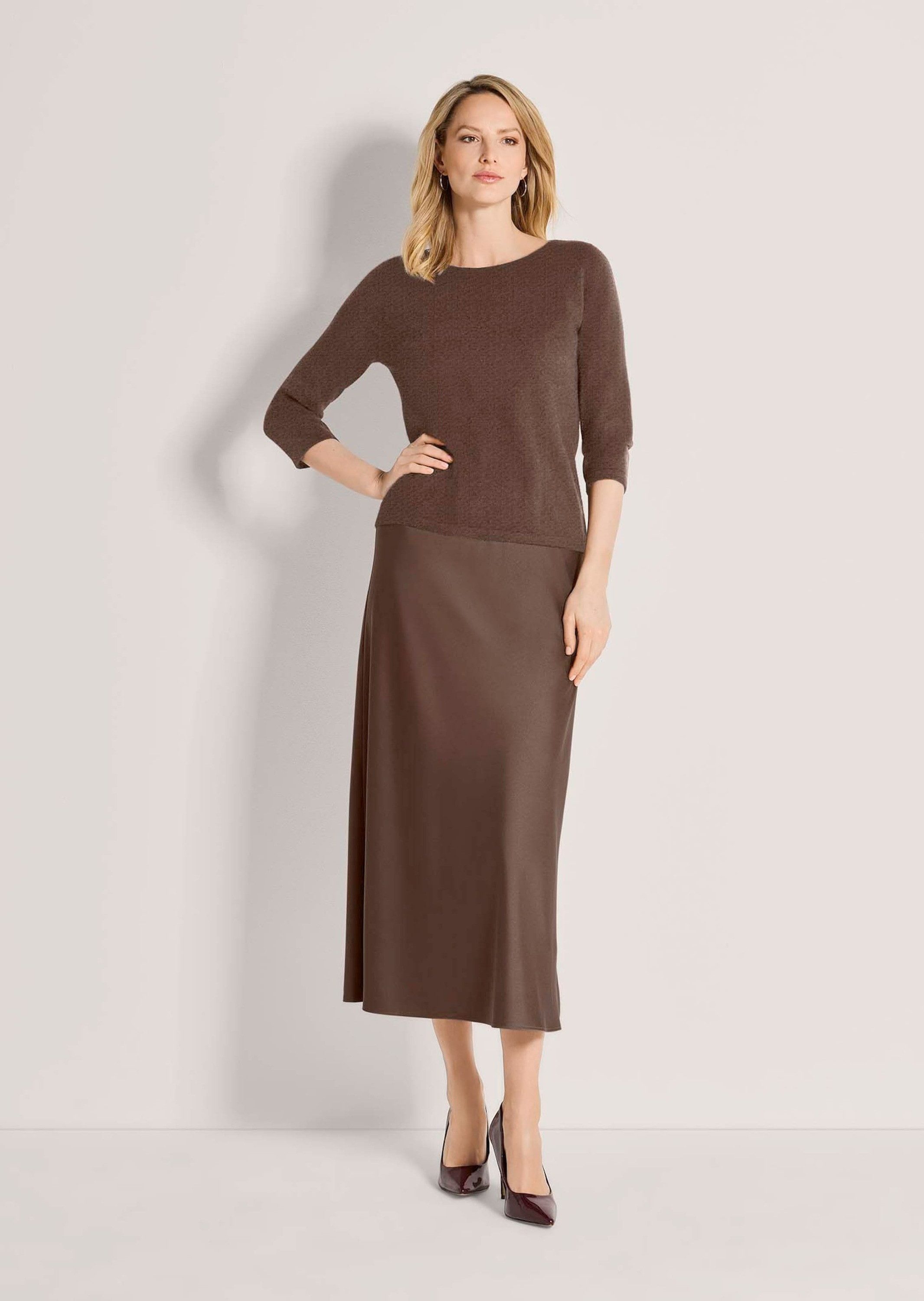 MADELEINE Maxirock Satin-Midirock in leichter A-Linie Elastischer Schlupfbund, feminine A-Form & bequemer Sitz