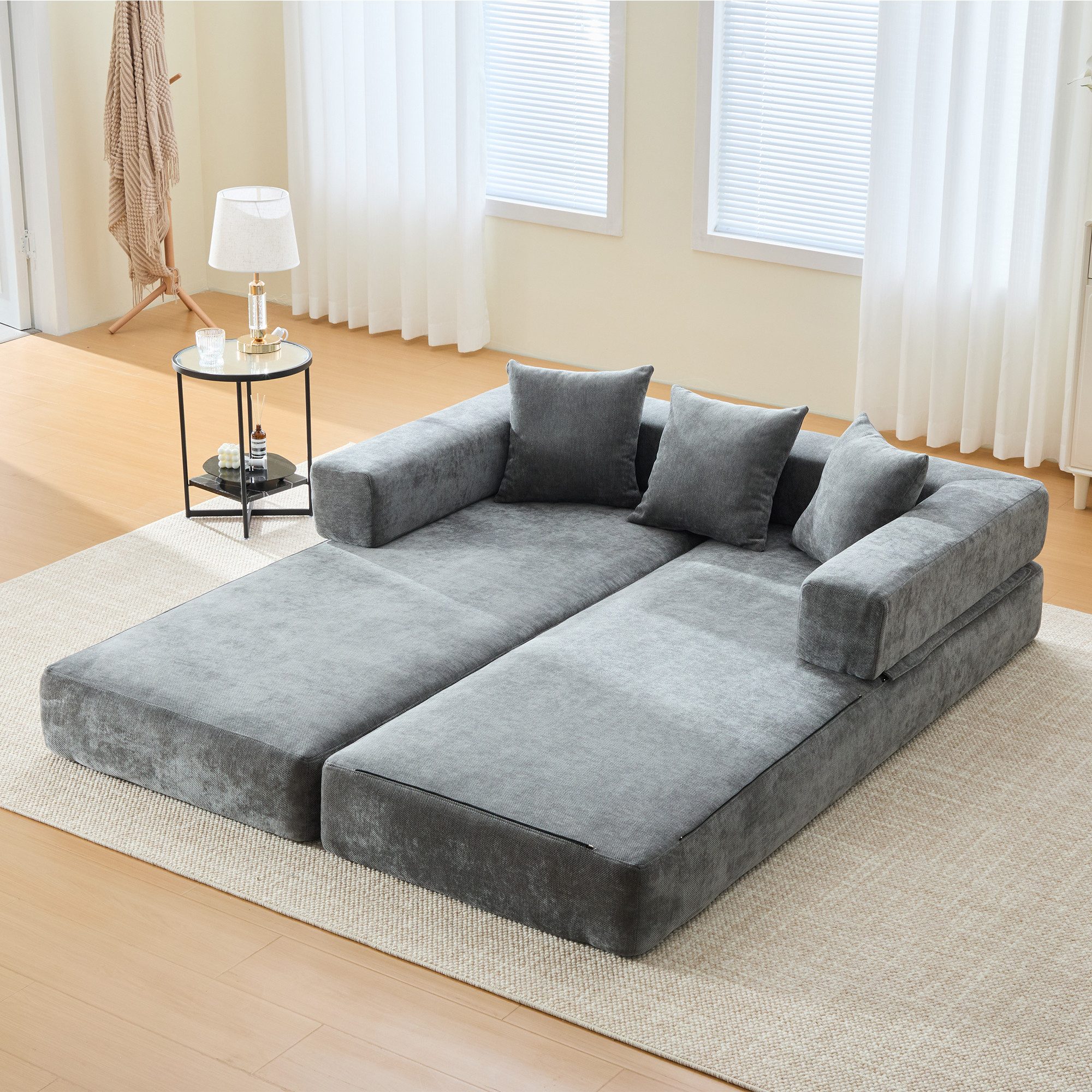 Odikalo 2-Sitzer Modulares Sofa Schlafsofa Schlafcouch Mehrfarbig, Modulares Chenille-Block-Sofa – superweich,frei kombinierbar Mit Seitentaschen für Stauraum und rutschfester Unterseite.Perfekt für Wohnzimmer, Spielbereich oder DIY – gestalten Sie Ihren Wohlfühlraum