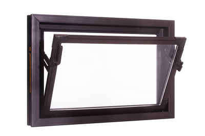 ACO Severin Ahlmann GmbH & Co. KG Kellerfenster ACO 60cm Nebenraumfenster Kippfenster Isoglasfenster Fenster braun Kellerfenster, wärmeisolierende Kunststoff-Hohlkammerprofile