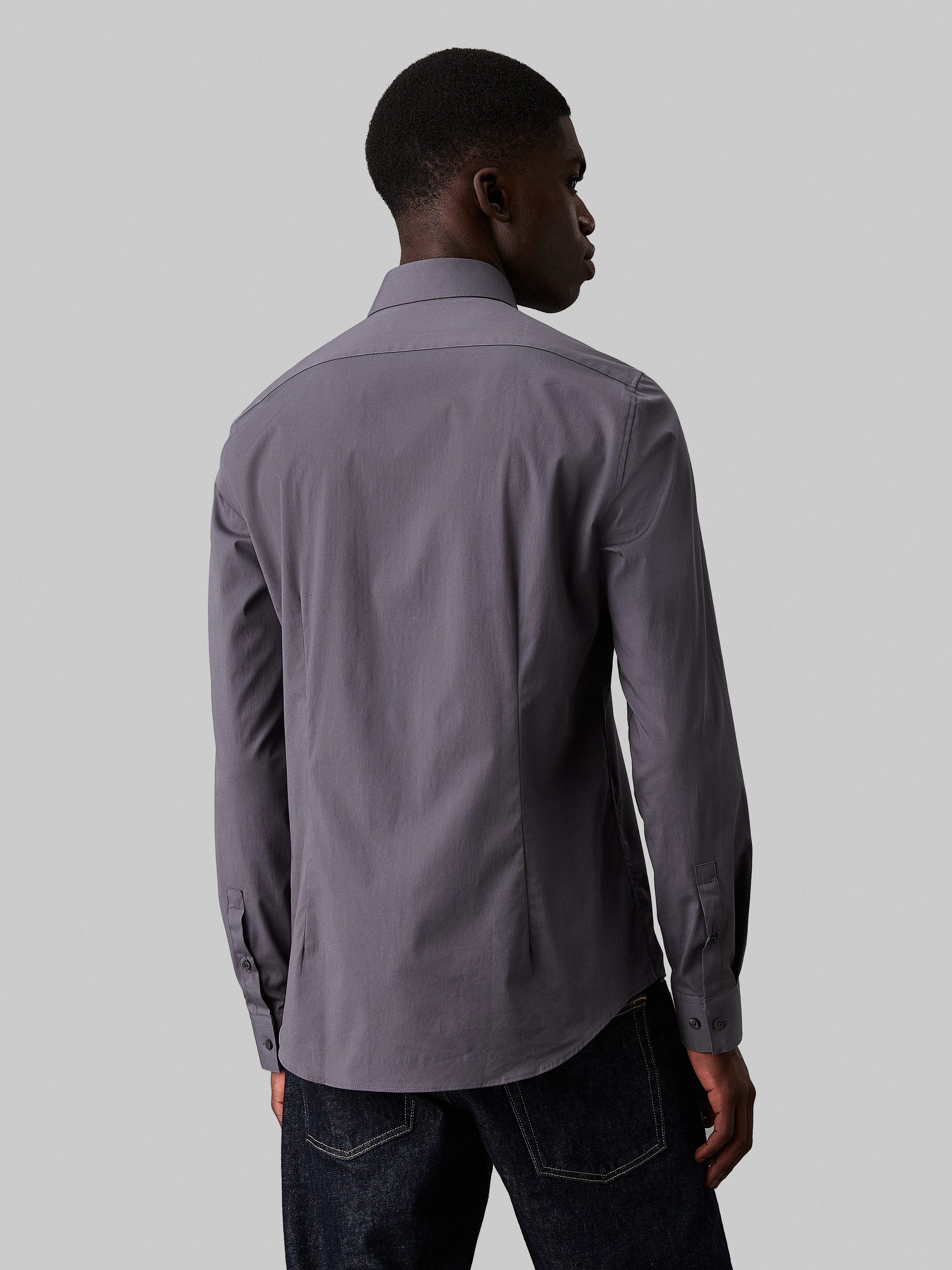 Calvin Klein Businesshemd POPLIN STRETCH SLIM SHIRT mit Kentkragen, Logopri günstig online kaufen