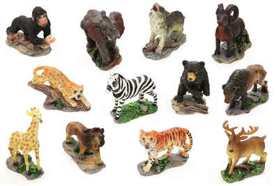 ELLUG Tierfigur »12x Dschungel/Safari/Wild-Tiere 3D Kinder/Spielzeug-Set aus Kunstharz H: 5-8,5cm« (12 St)