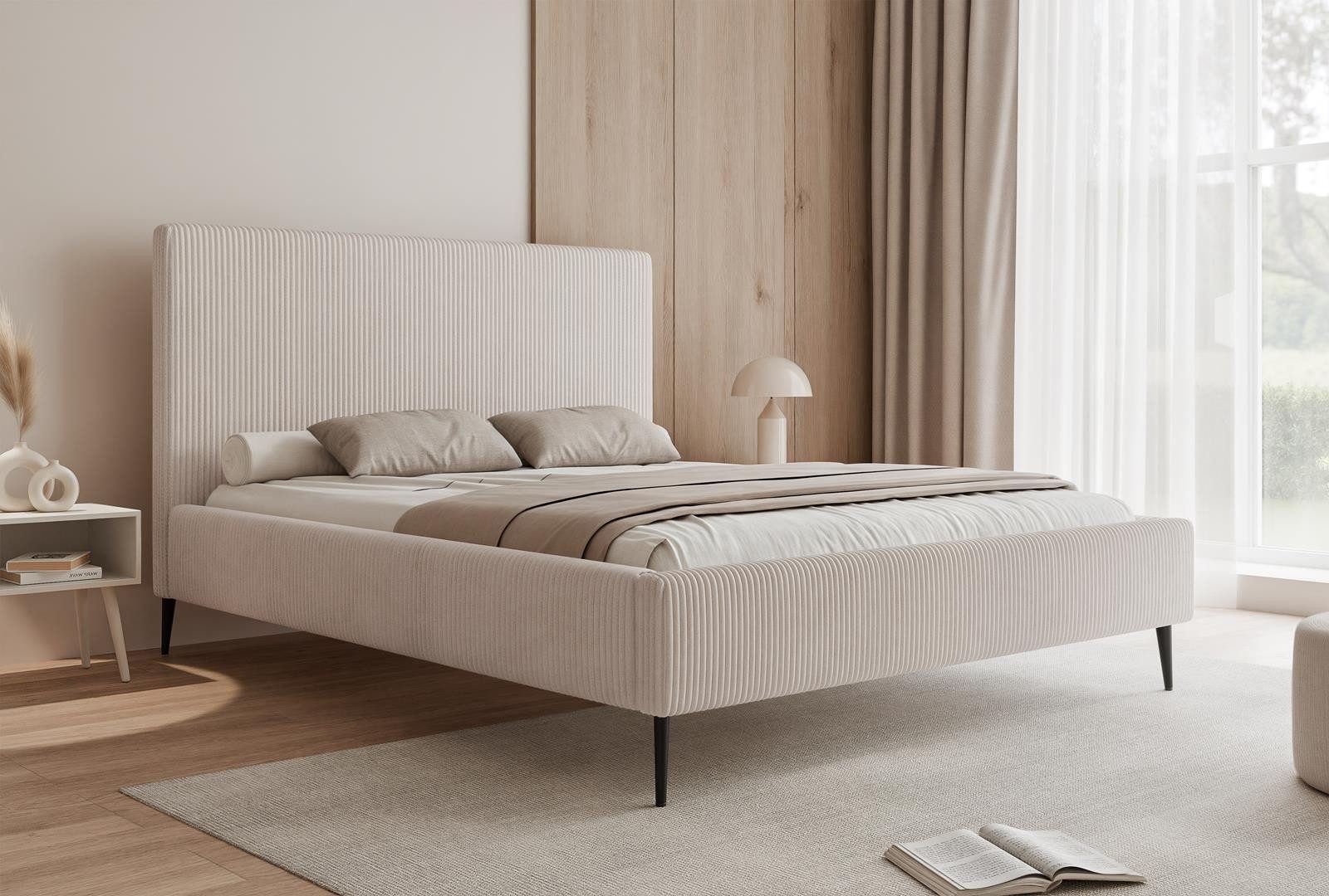 Compleo Polsterbett auf hohen Füßen, Designerbett, Schlafzimmerbett