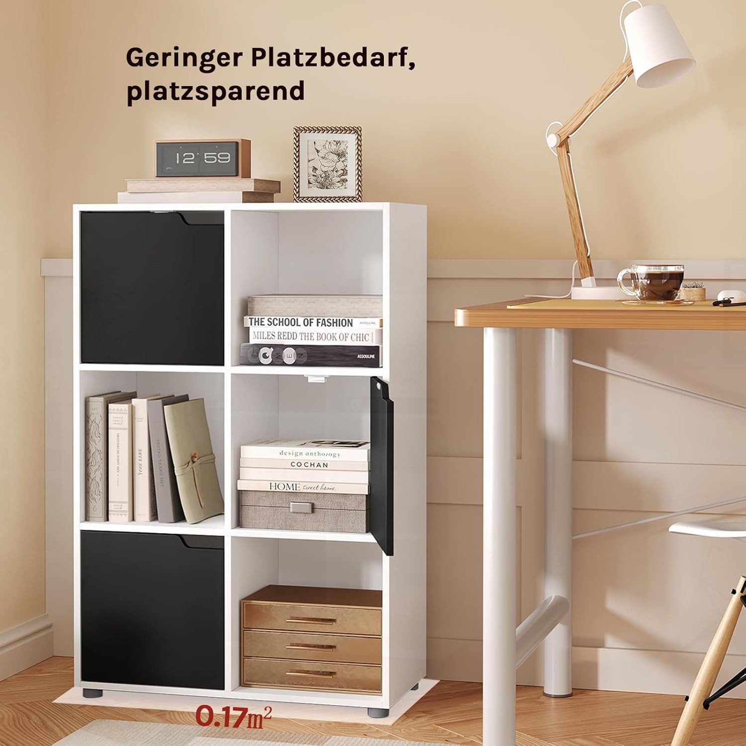 Woltu Bücherregal, 1-tlg., Standregal mit 3 Türen, MDF, 6 Fächer, Anti-Kipp günstig online kaufen