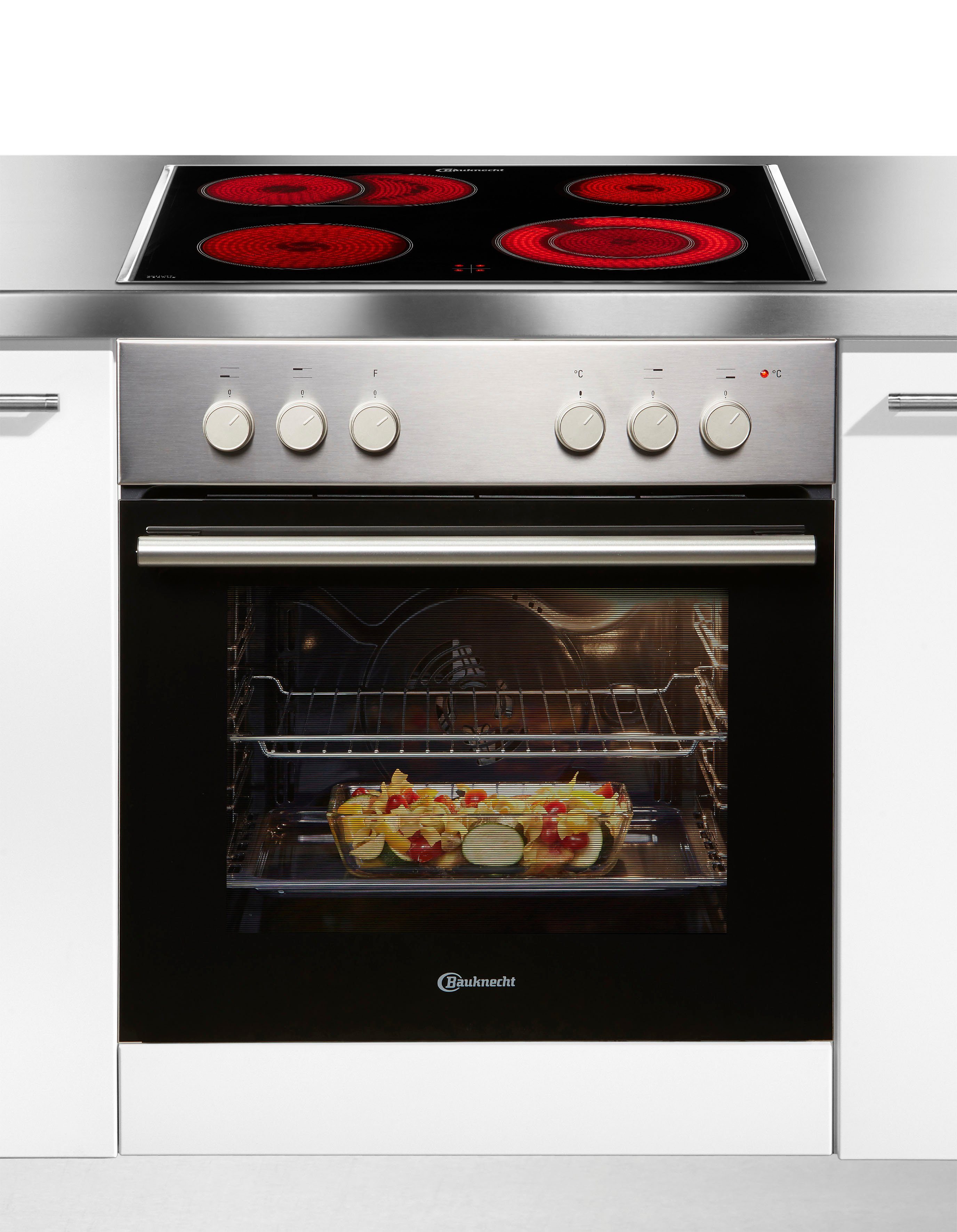 BAUKNECHT Elektro-Herd-Set Heko Samba, Bräterzone – Zuschaltbare Fläche für großes Koch- und Bratgeschirr