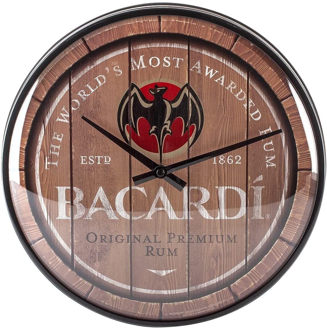 Nostalgic-Art Wanduhr Küchenuhr Ø 31cm Analog Batterie - Bacardi Wood