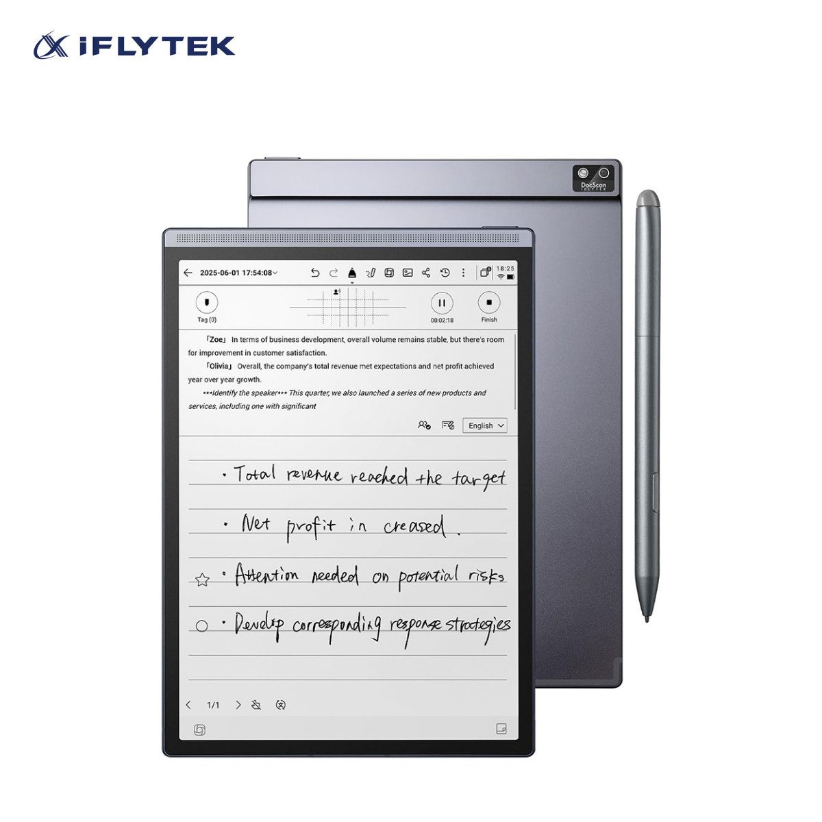 iFLYTEK AINOTE Air 2, 8,2-Zoll-AI-Notiz-Tablet, digitales Notebook mit Stylus Tablet (8.2", 32 GB, Android 11, Wi-Fi, Bluetooth, Mehrsprachiges Transkribieren, Nahtlose Cloud-Synchronisation, GPT-5)