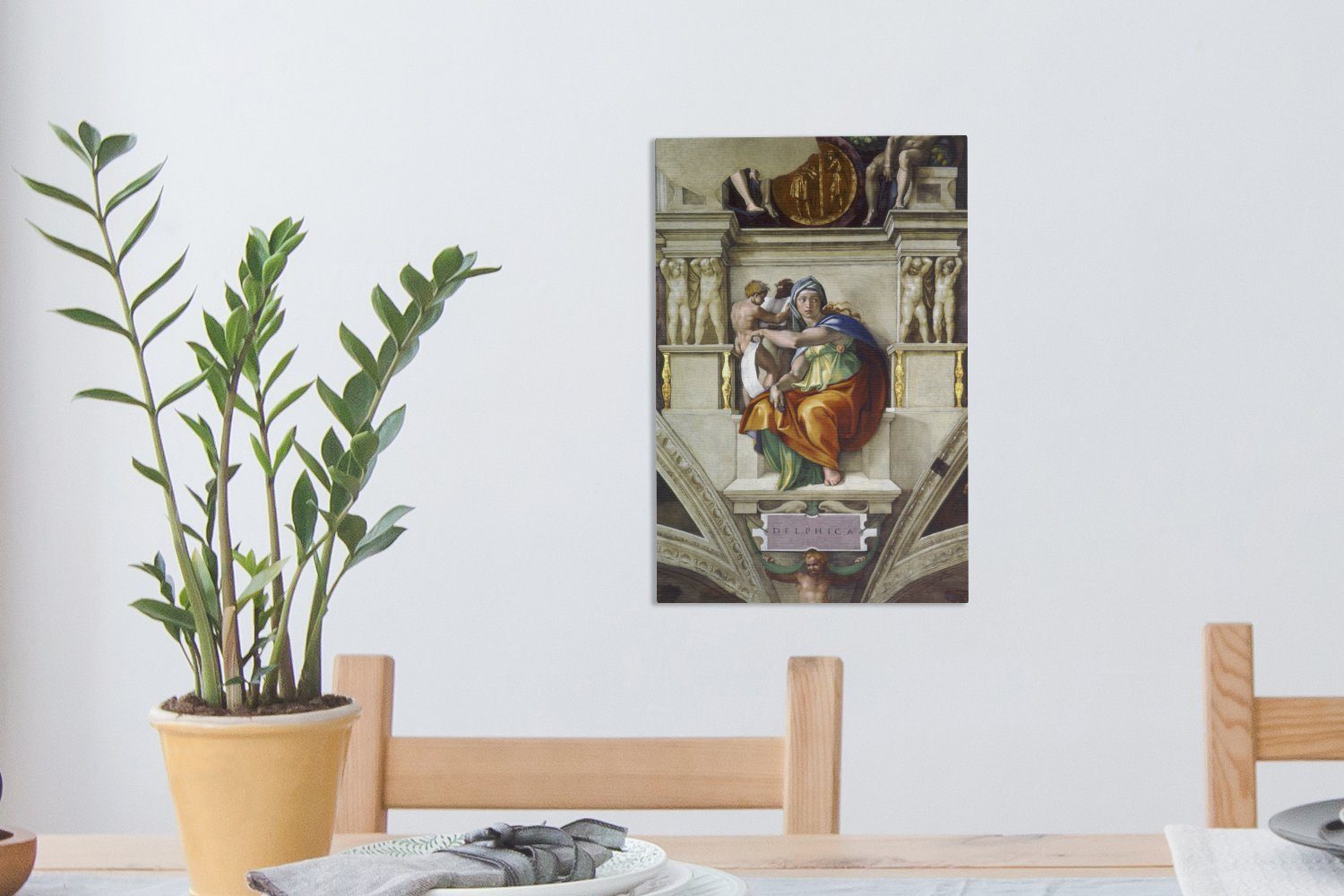 Delphi St), fertig - Orakel Gemälde, OneMillionCanvasses® Zackenaufhänger, Michelangelo, Das Leinwandbild 20x30 bespannt cm Leinwandbild inkl. (1 von