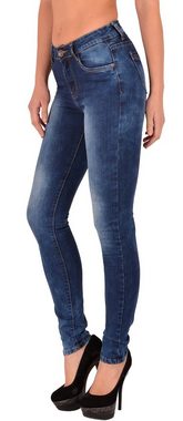 ESRA Stretch-Jeans J282 Damen Skinny Jeans High Waist, 5-Pocket Style, Damen Röhrenjeans hohe Leibhöhe, Damen Enge Jeans Hoch Bund