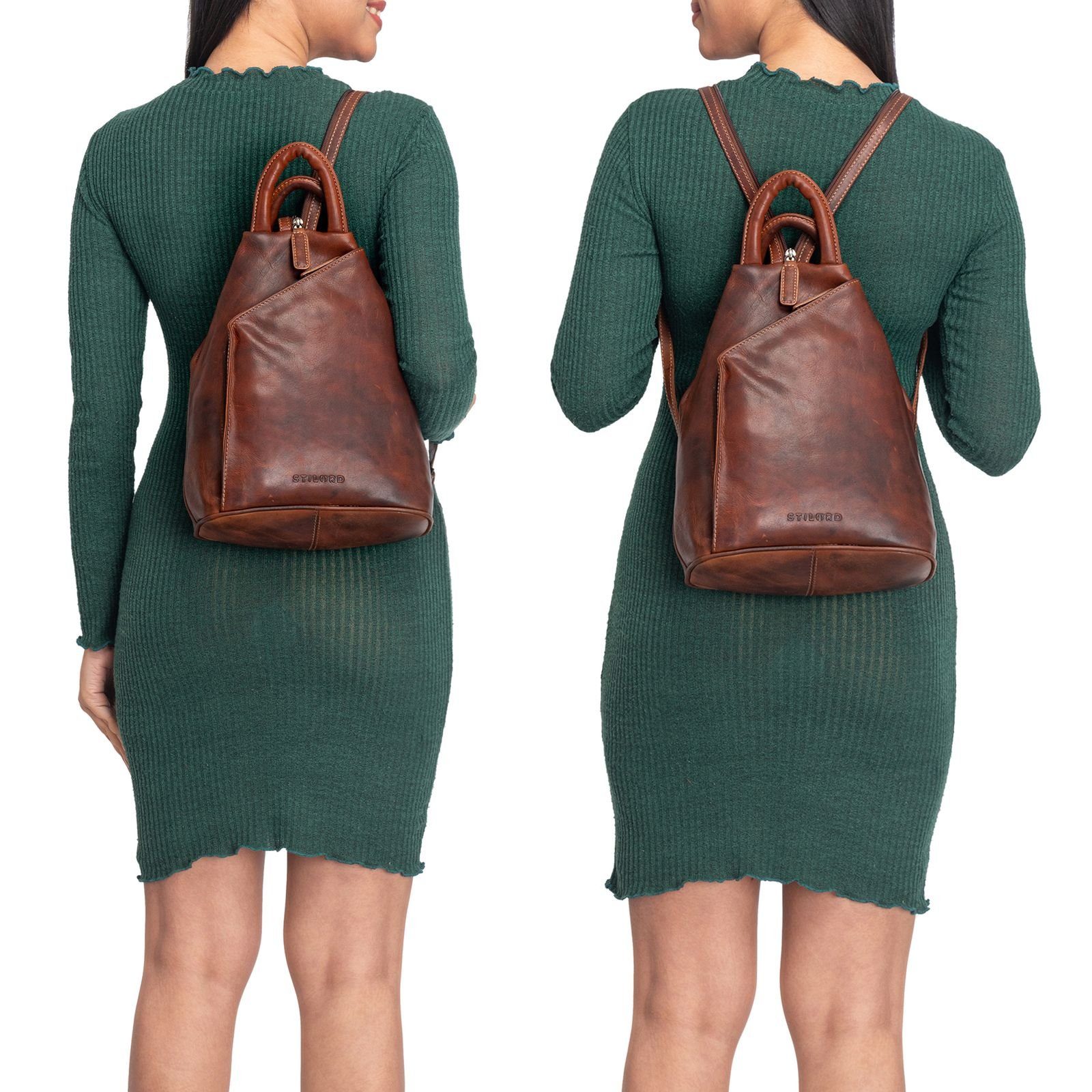 STILORD Cityrucksack "Minou" Leder Sling Bag Damen 2-in-1