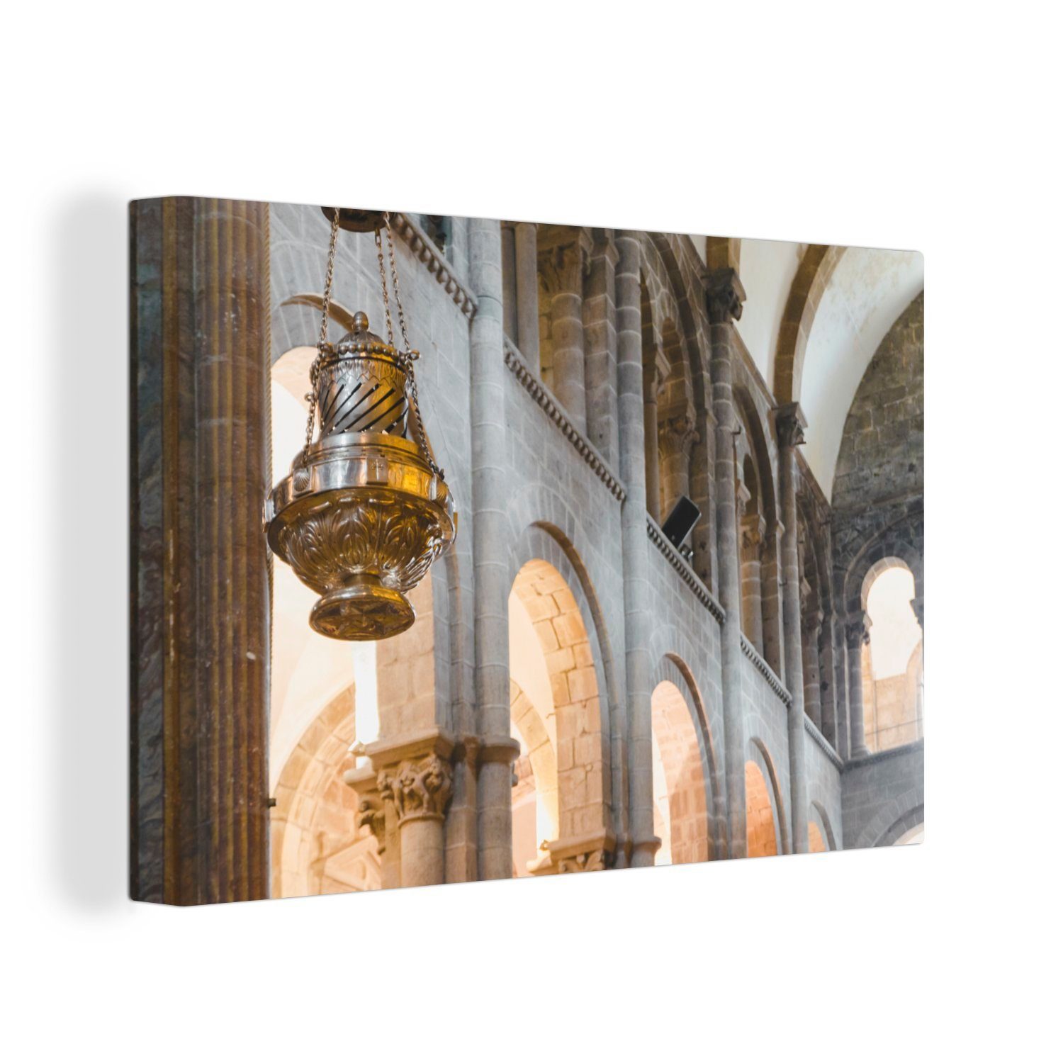 OneMillionCanvasses® Leinwandbild Goldener Botafumeiro der Kathedrale von Santiago de Compostela, (1 St), Wandbild Leinwandbilder, Aufhängefertig, Wanddeko, 30x20 cm