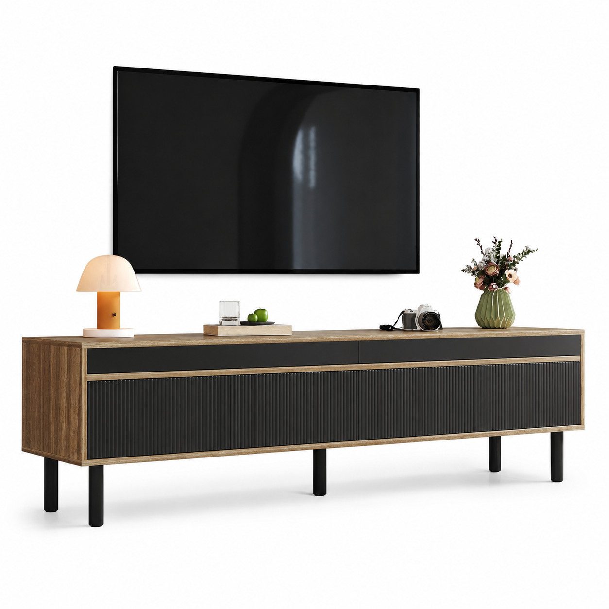 Merax Lowboard (1 St., Push-to-Open), TV-Schrank mit 4 Türen und großem Stauraum, 170x38x47.7cm