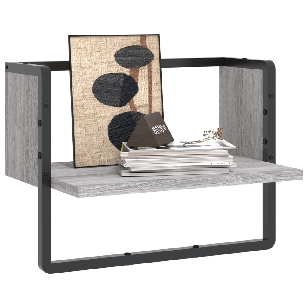 vidaXL Regal Wandregal mit Stange Grau günstig online kaufen