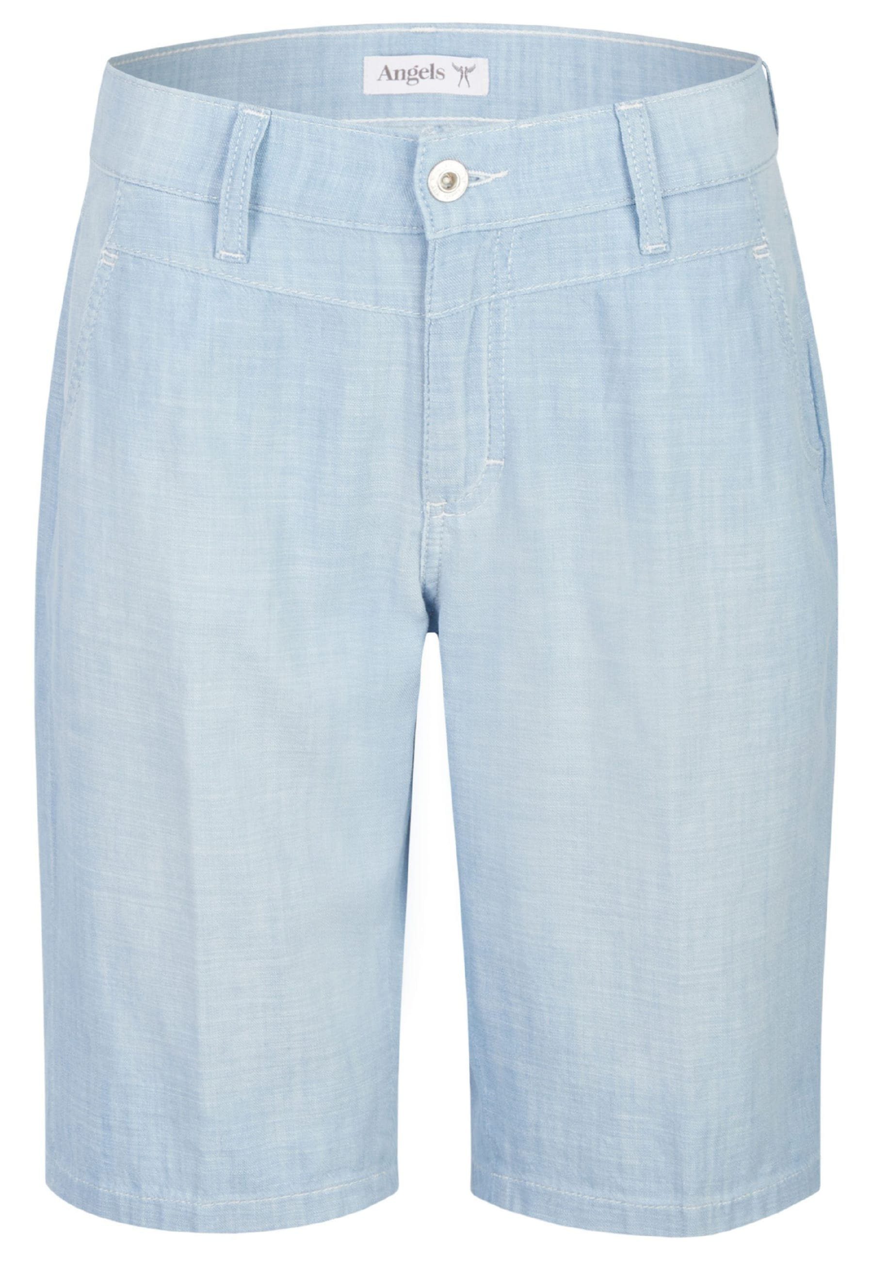 Capri mit blau Shorts Shorts Melierte Straight ANGELS Label-Applikationen