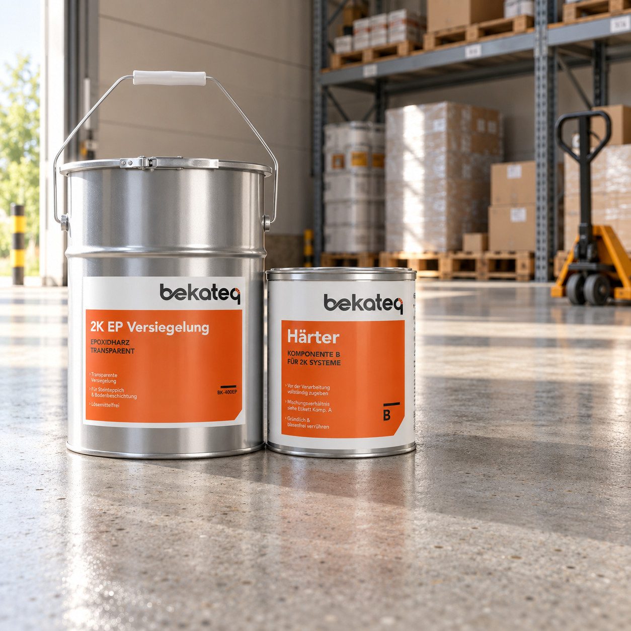 BEKATEQ Bodenversiegelung BK-400EP 2K Epoxidharz Versiegelung farblos glänzend, weichmacherfest, hochbelastbar, Epoxy Gießharz – Bild 4 von 5
