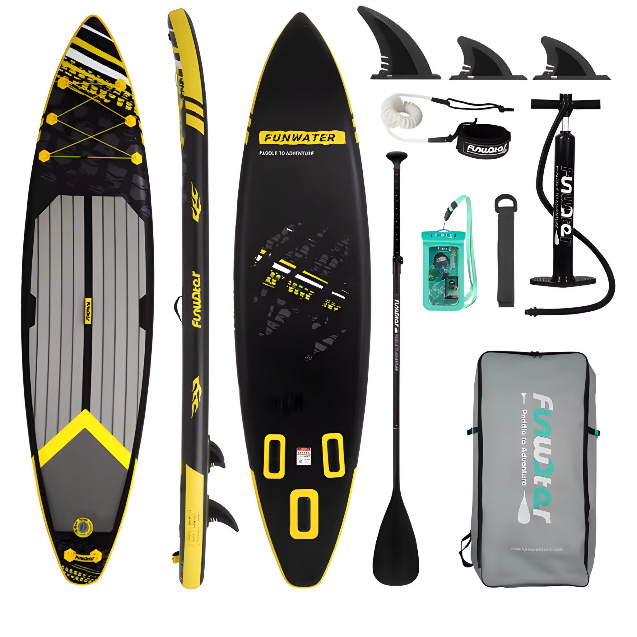 HS.SUPPLY SUP-Board Funwater SUP Board 350×84×15 cm – Aufblasbares Stand Up Paddle Set, (Set), mit Paddle, Stand Up Paddling