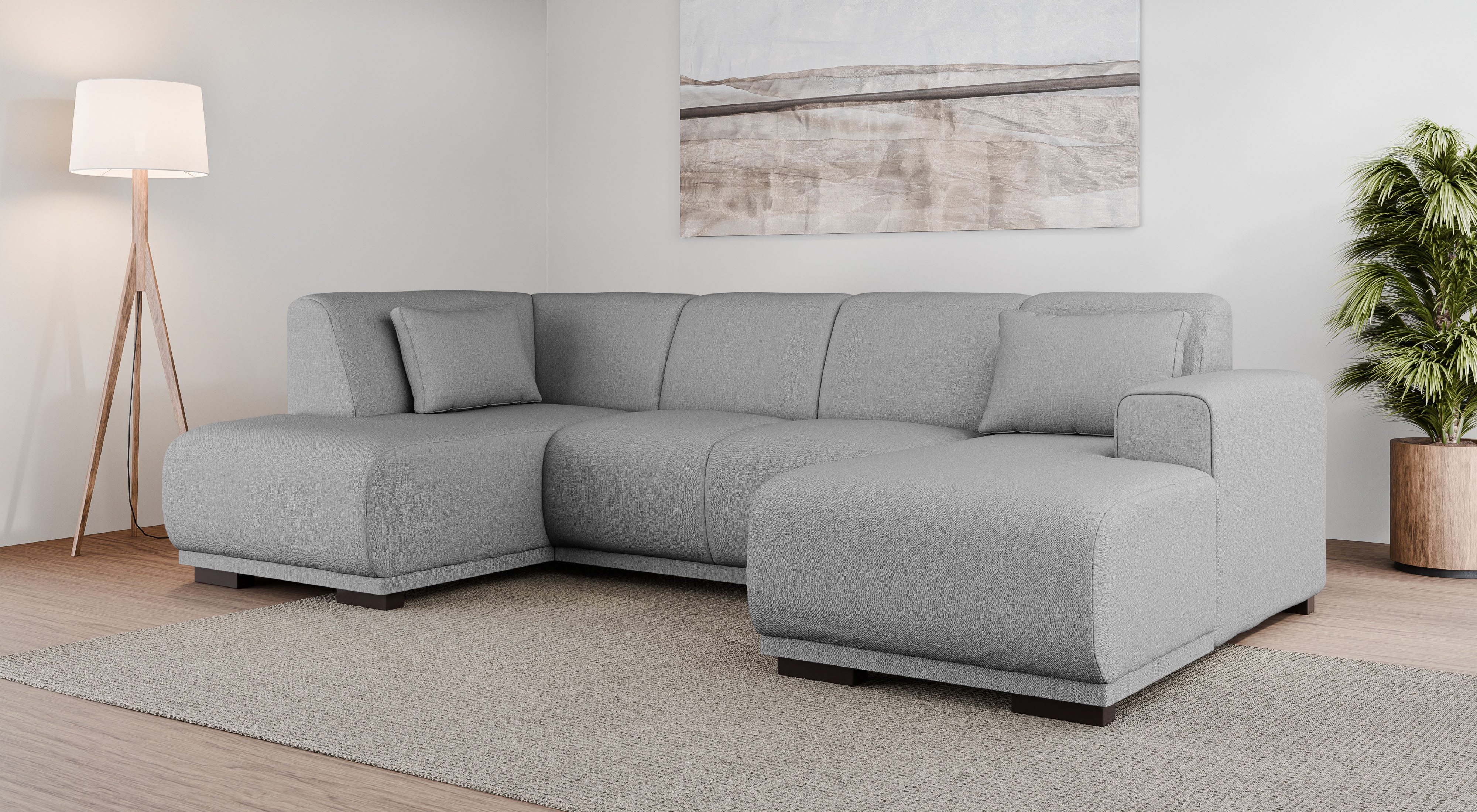 Home affaire Wohnlandschaft BORNHOLM U-Form mit Recamiere rechts/links, B/T/H: 300/162/85 cm, U-Form mit Wellenunterfederung, Recamiere rechts oder links bestellbar