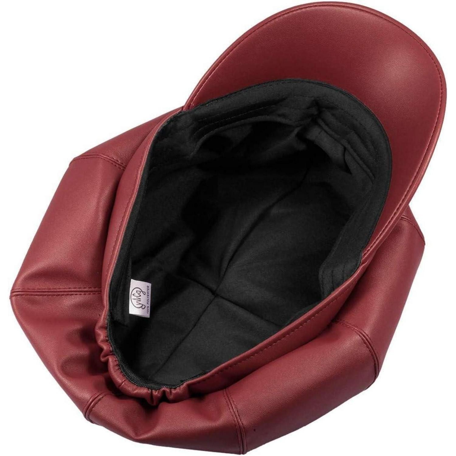 LuxusKollektion Baskenmütze Baskenmütze PU Leder Damen Newsboy Herbst Winter Einheitsgröße #2-Rot