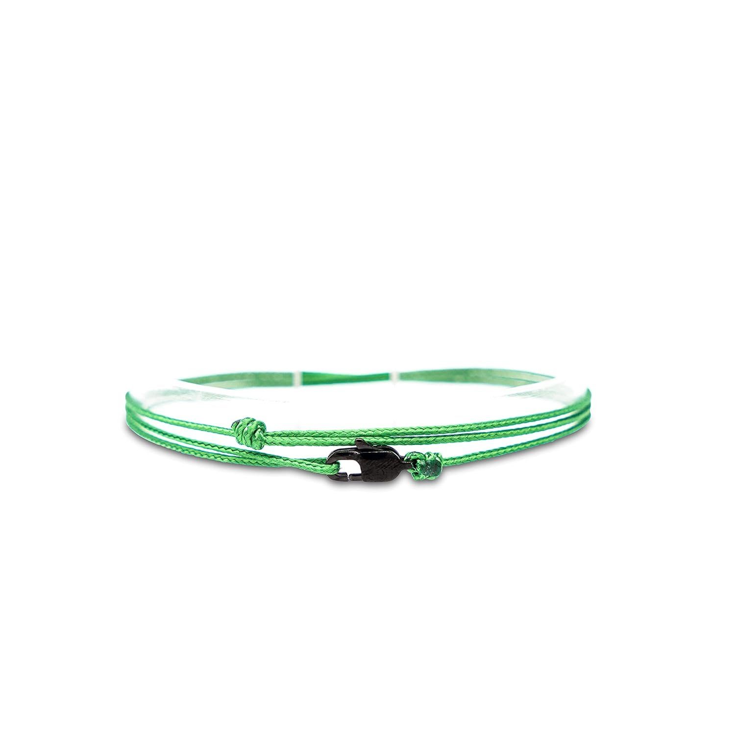 Made by Nami Wickelarmband mit Verstellbar Armband Maritimes Herren Karabinerhaken Damen, u Schwarz Grün & Minimalistisches Armband Wasserfest Armband