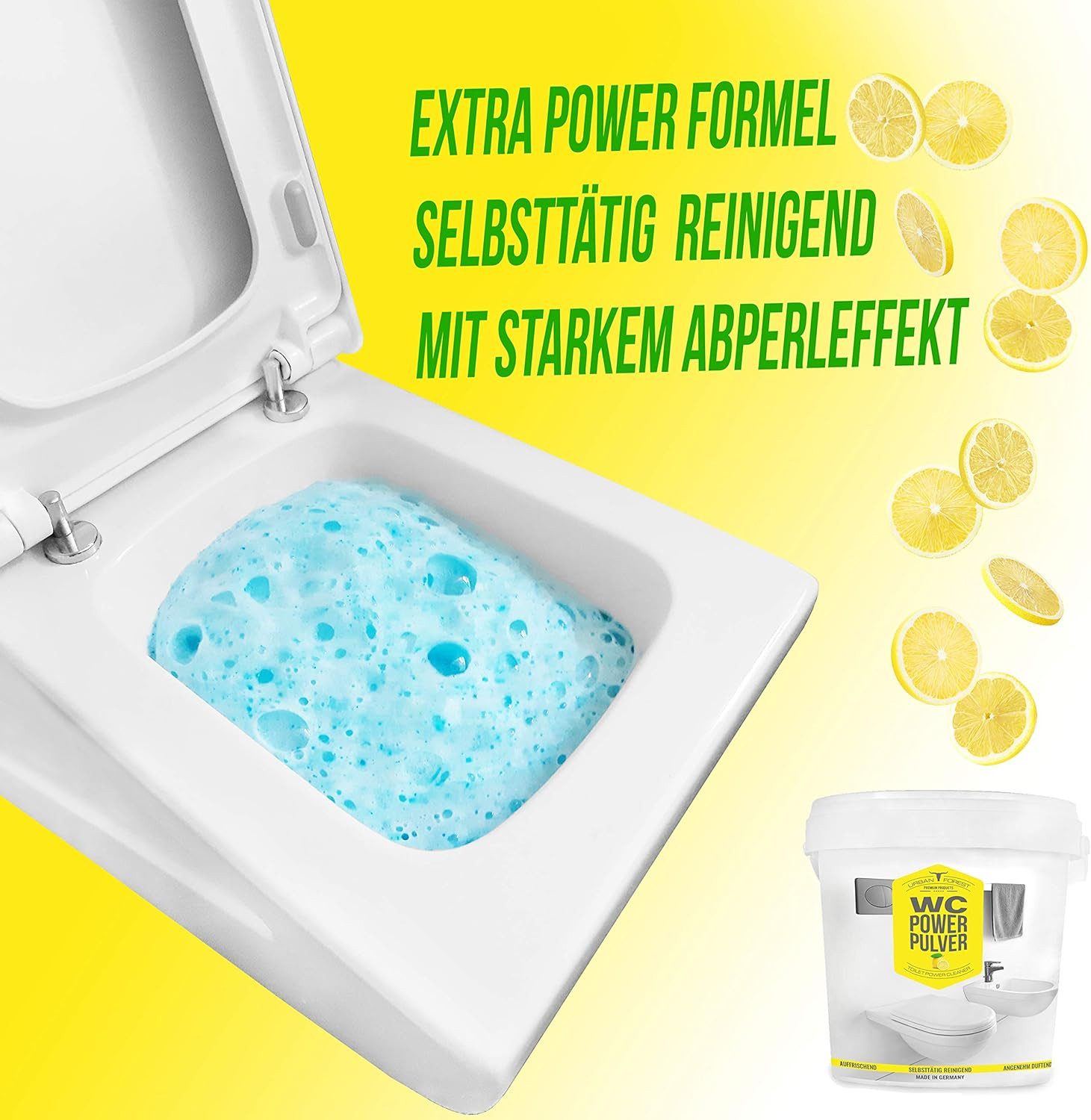 URBAN FOREST WC Reiniger extra stark, WC Schaum, WC Pulver 1Kg WC-Reiniger (1-St. WC, Bidet, Toilette, Abfluss, Dusche)