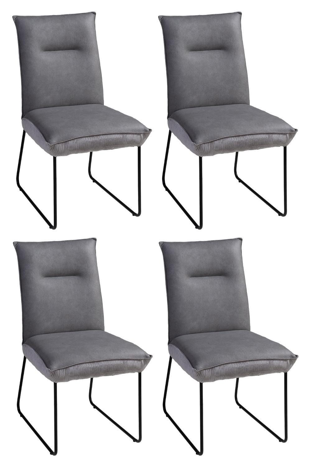 G+K Möbelvertriebs GmbH Polsterstuhl DOSSO, Schwarz, Grau, Metallgestell, Webstoff, (Set, 4 St)
