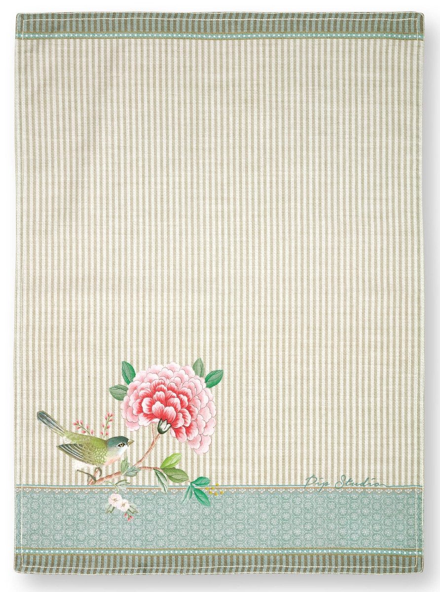 PiP Studio Geschirrtuch Blushing Birds Geschirrtuch Bird Khaki 50 x 70 cm