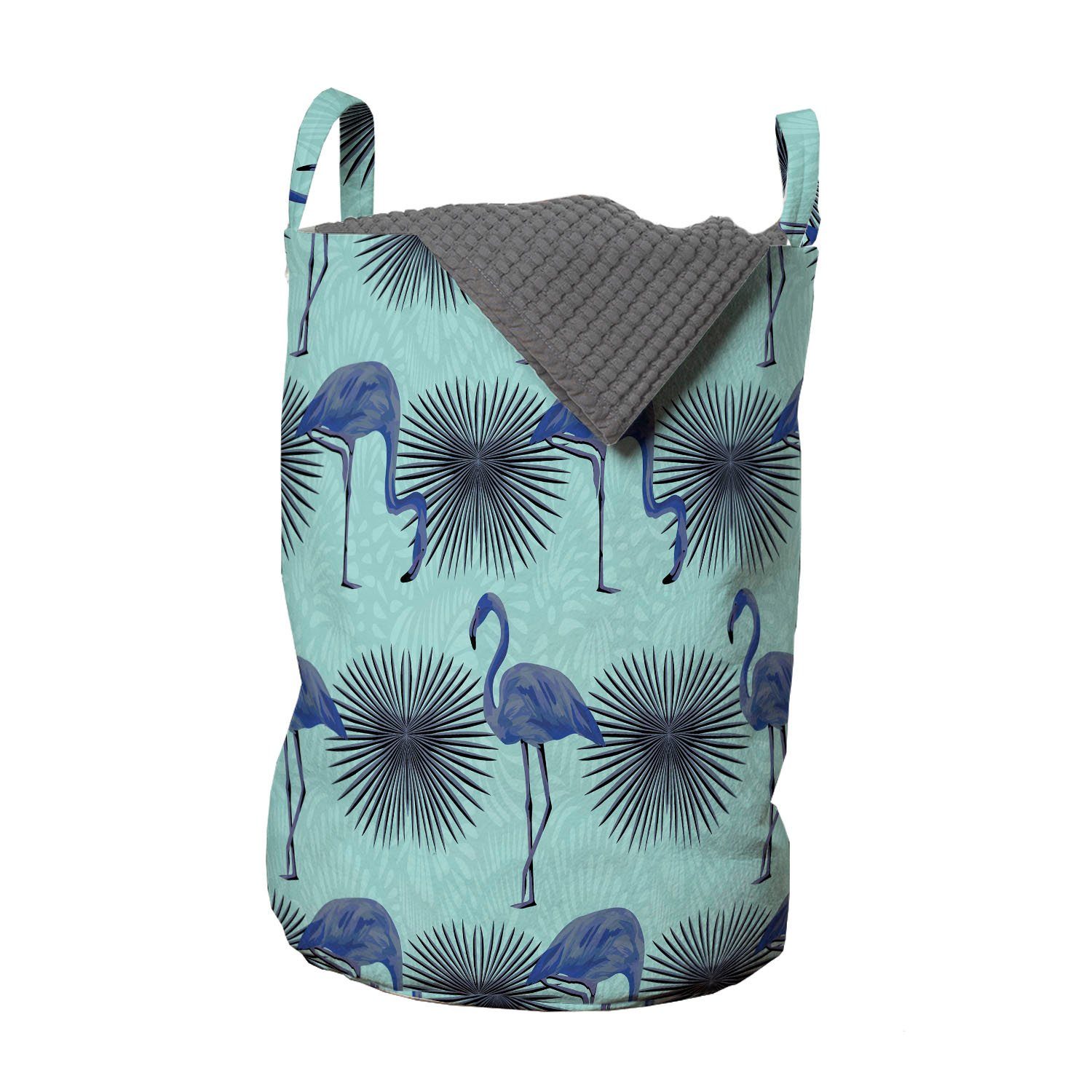 für Kordelzugverschluss Tiere Wäschesäckchen Griffen Flamingo Abakuhaus Wäschekorb mit Pflanzen Insel und Waschsalons,