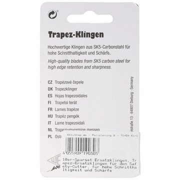 WEDO Cuttermesser 10er-Sparset Ersatzklingen, Trapez-Ersatzklingen für den Safety-Cutte