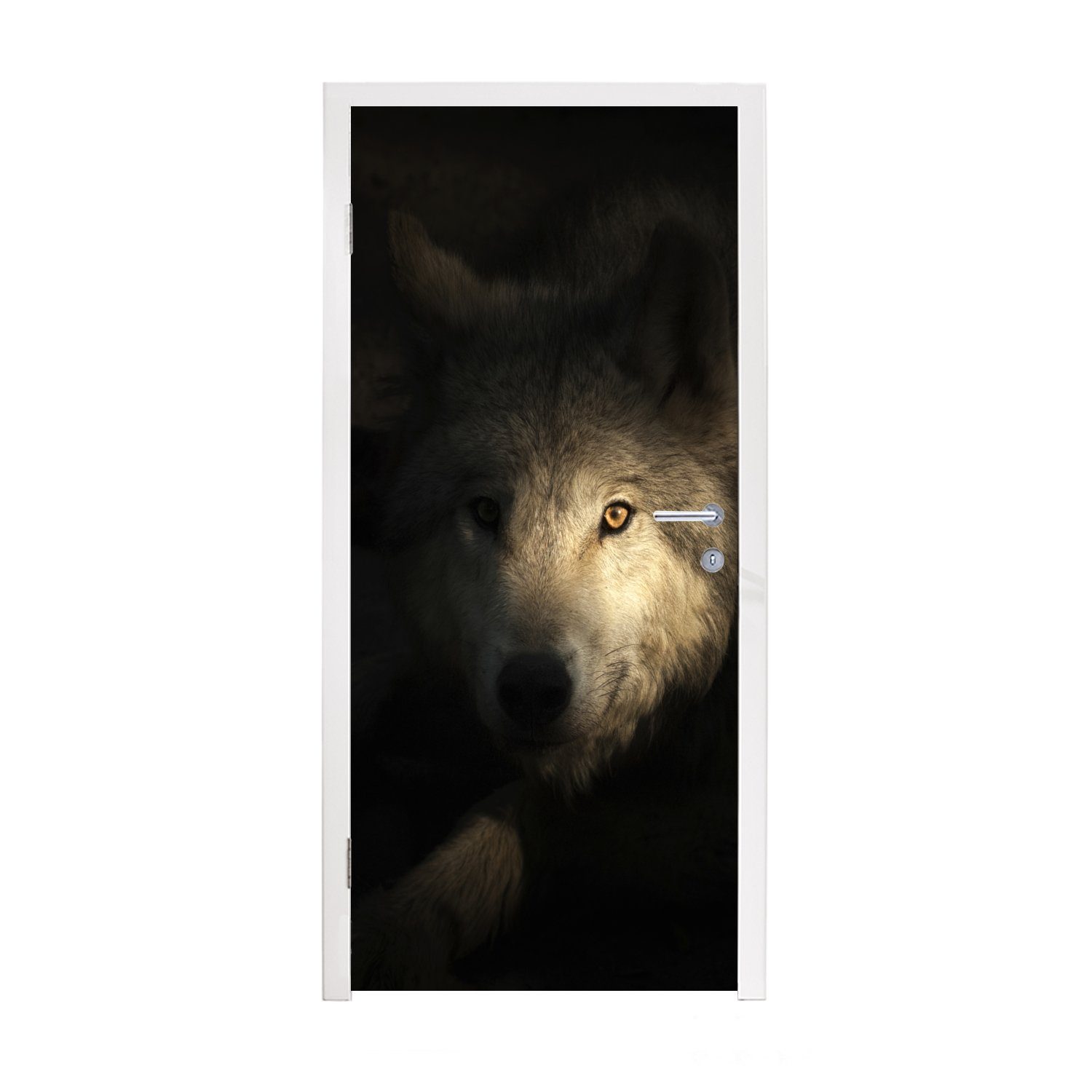 MuchoWow Türtapete Porträt eines arktischen Wolfs, Matt, bedruckt, (1 St), Fototapete für Tür, Türaufkleber, 75x205 cm