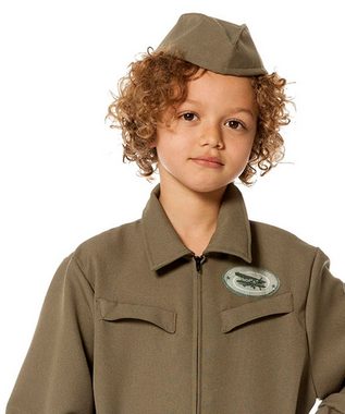 Karneval-Klamotten Kostüm Piloten Junge Uniform Overal mit Mütze Karneval, Kinderkostüm Pilot mit Mütze Faschingskostüm