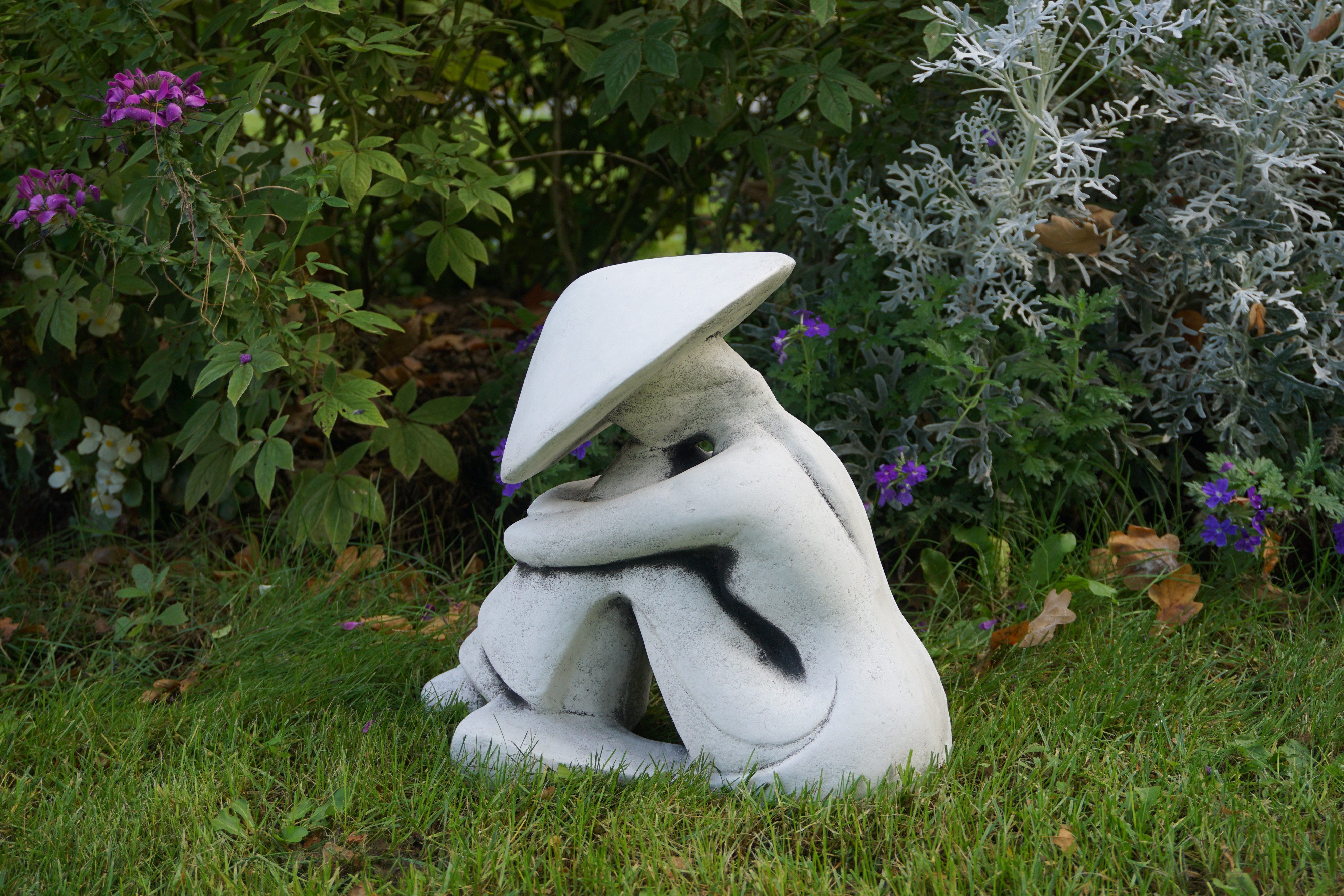 gartendekoparadies.de Gartenfigur Statue eines chinesischen Bauers, Steinfigur, H. 29 cm, 13 kg, Frostsicher