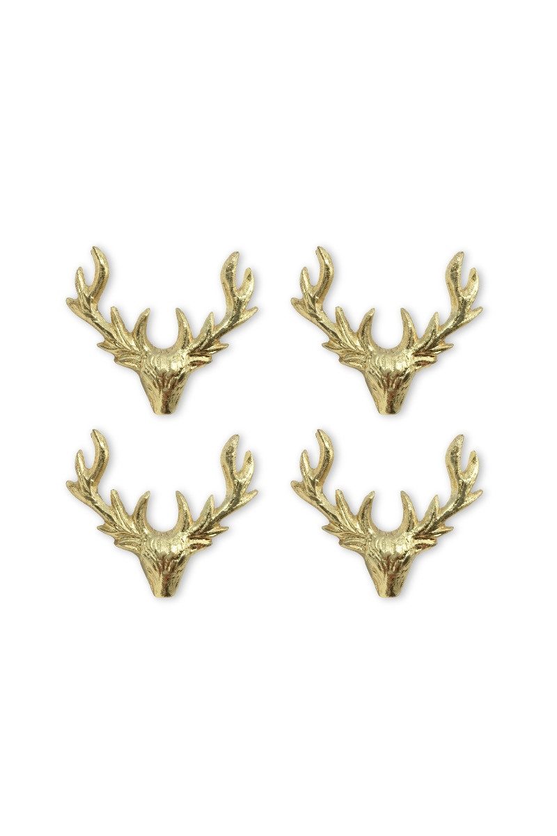 Mars & More Windlicht Kerzen-Pins 4er Set - HIRSCHKOPF - gold
