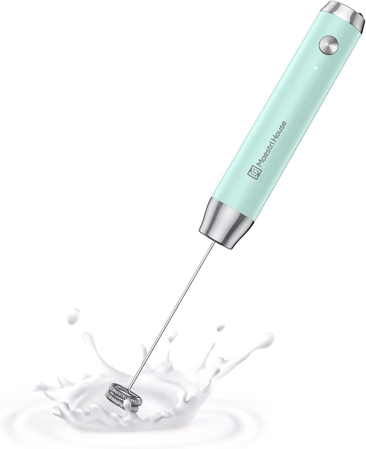 Maestri House Milchaufschäumer Tragbarer Elektrischer Milchaufschäumer aus Edelstahl, Abnehmbarer Schneebesen,Wasserdicht Ohne Ständer