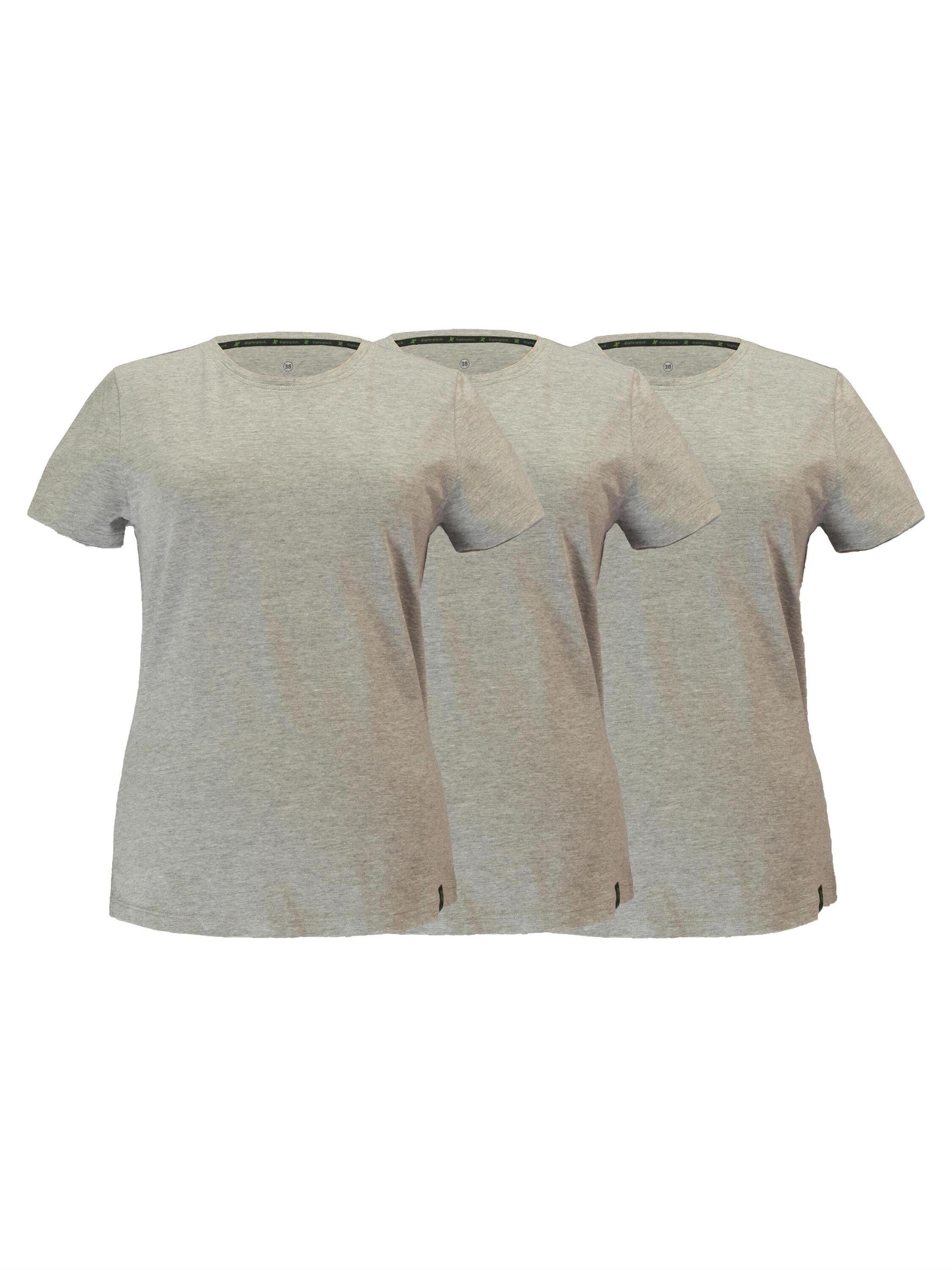 Damen, Grey Melange Bio-Baumwolle Gipfelglück Lynn Pack, für aus 3er Funktionsshirt