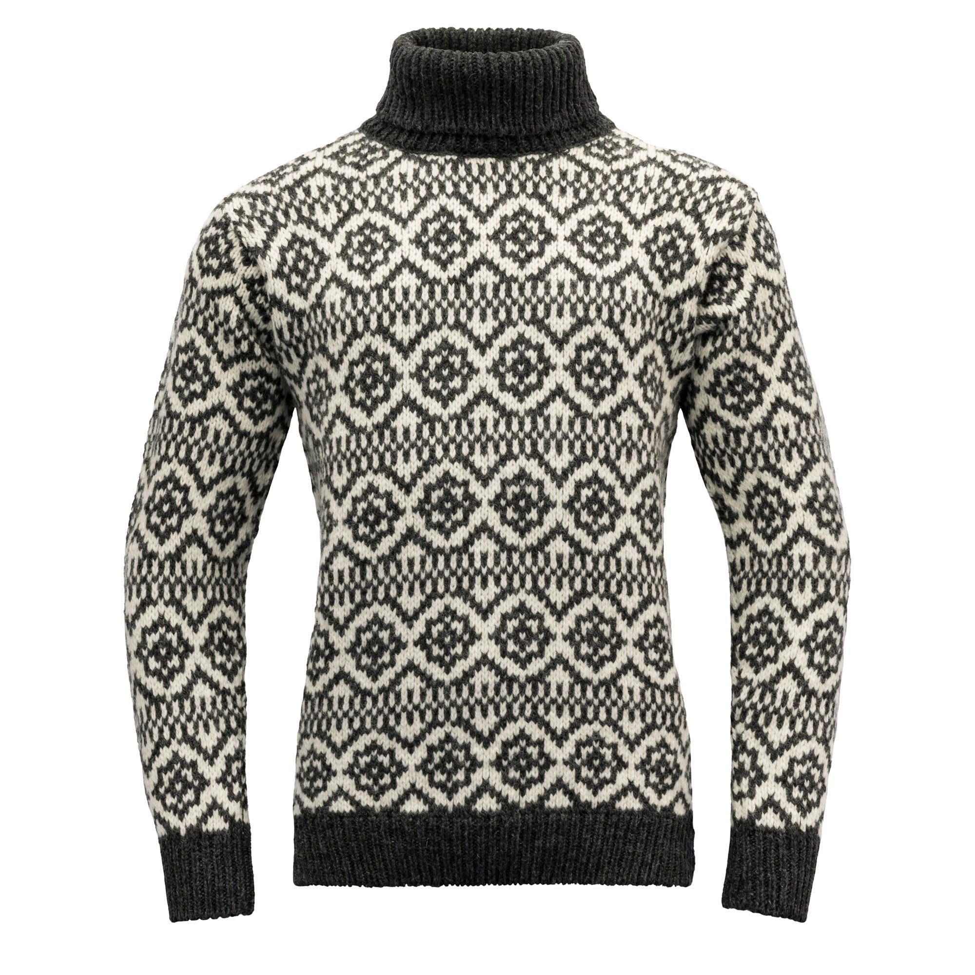 Devold Fleecepullover Devold - Wool Sweater Anthracite Hoddevik High Neck Offwhite