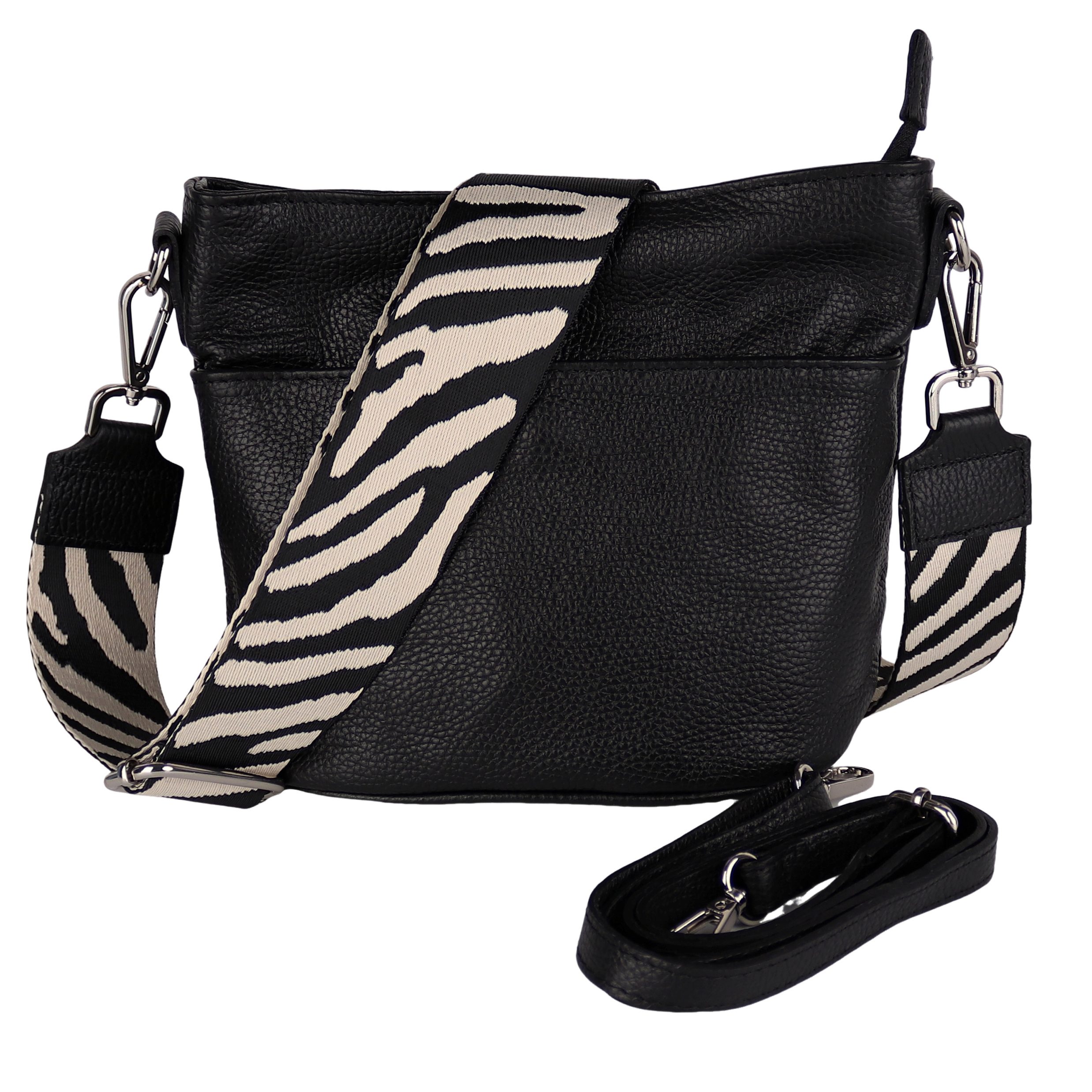 MIRROSI Umhängetasche Damen, Crossbody Bag, Echtleder Made in Italy (1 Tasche 2 Gurte oder Basic Version 1 Tasche 1 Gurt), 24x18x12cm (BXHXT)