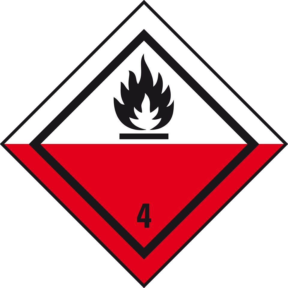 Hinweisschild Verpackungskennz. Kl.4.2 Selbstentzündliche St.,Folie,seewasserb.