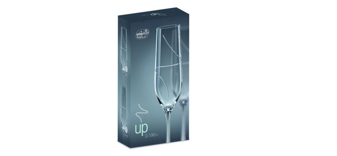 Crystalex Sektglas UP klar geschliffen 190 ml 2er Set, 2-tlg., Kristallglas, poliertem Schliff, Kristallglas