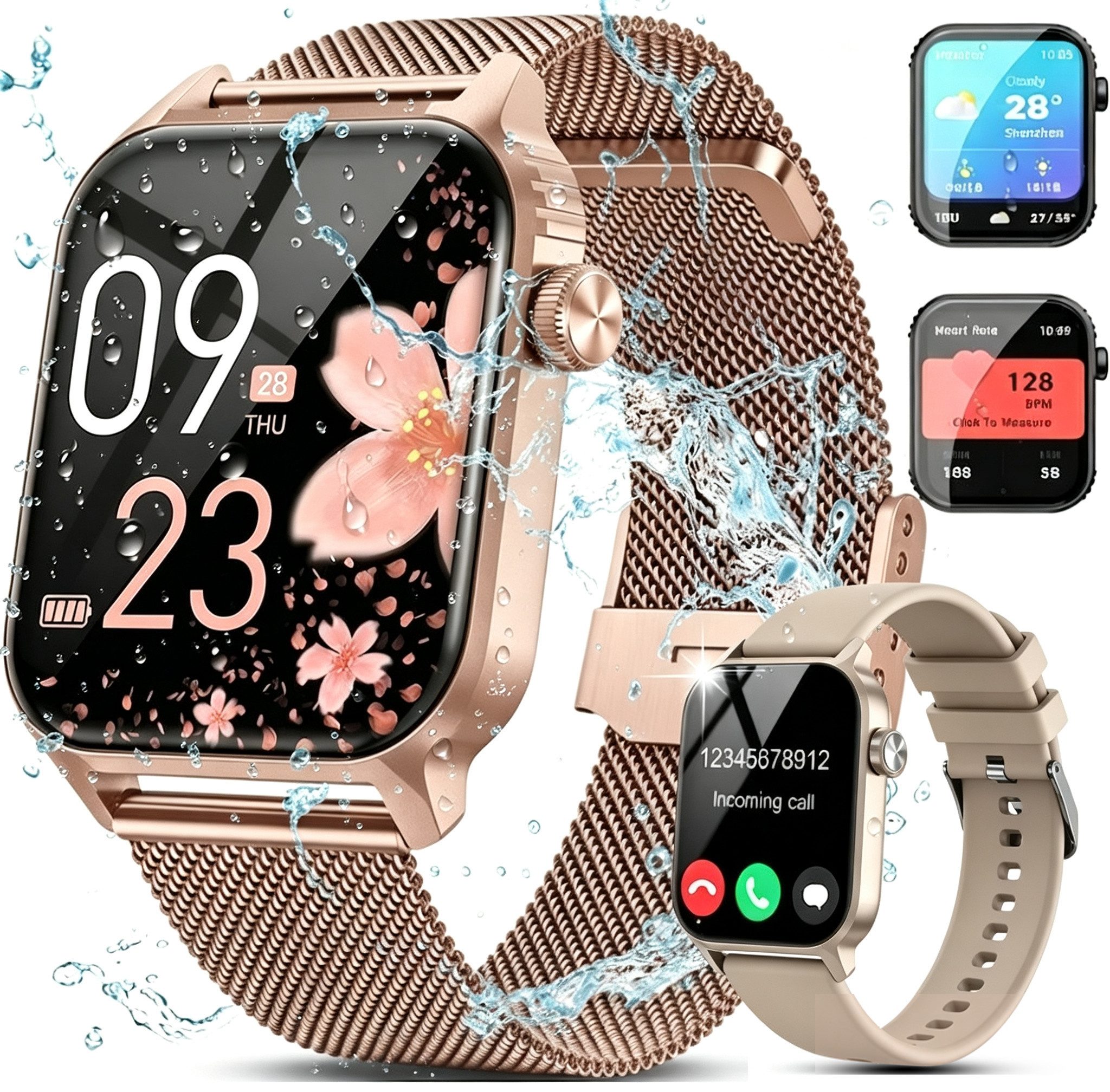 2026 Neues Smartwatch Damen Herren mit Telefonfunktion, Smartwatch