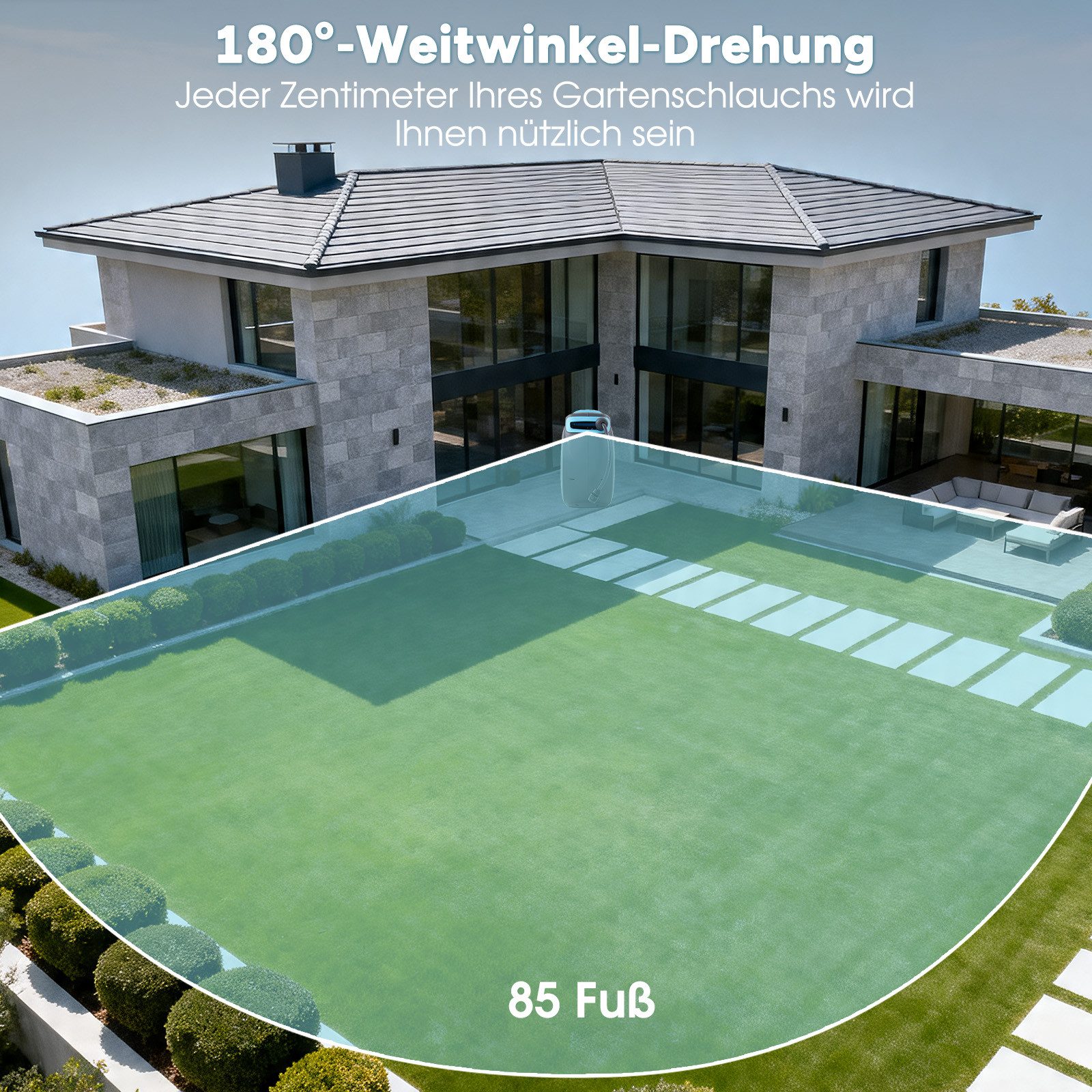 OUTIGO Schlauchtrommel Gartenschlauch tragbare Wasser Schlauchaufroller Schlauchbox, (25m/35m mit Multibrause, inkl. Wasserhahnanschluss), automatisch einziehbar, Wandbefestigung 180° schwenkbar