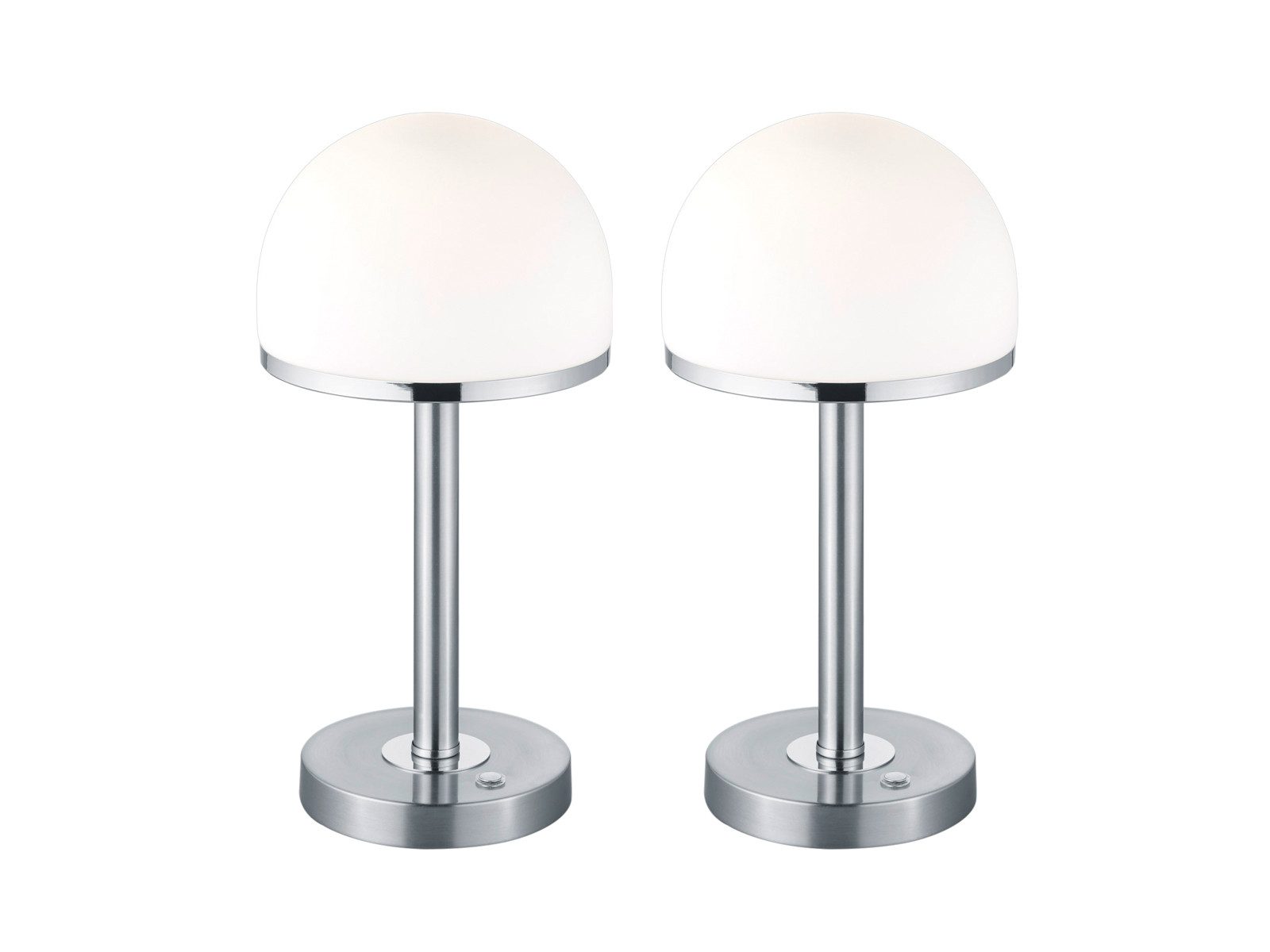 TRIO Leuchten LED Tischleuchte, Dimmfunktion, LED fest integriert, stufenweise dimmbar über Touch, Warmweiß, Nachttischlampe 2er Set Pilzlampe aus Metall Berührungsschalter H:39cm
