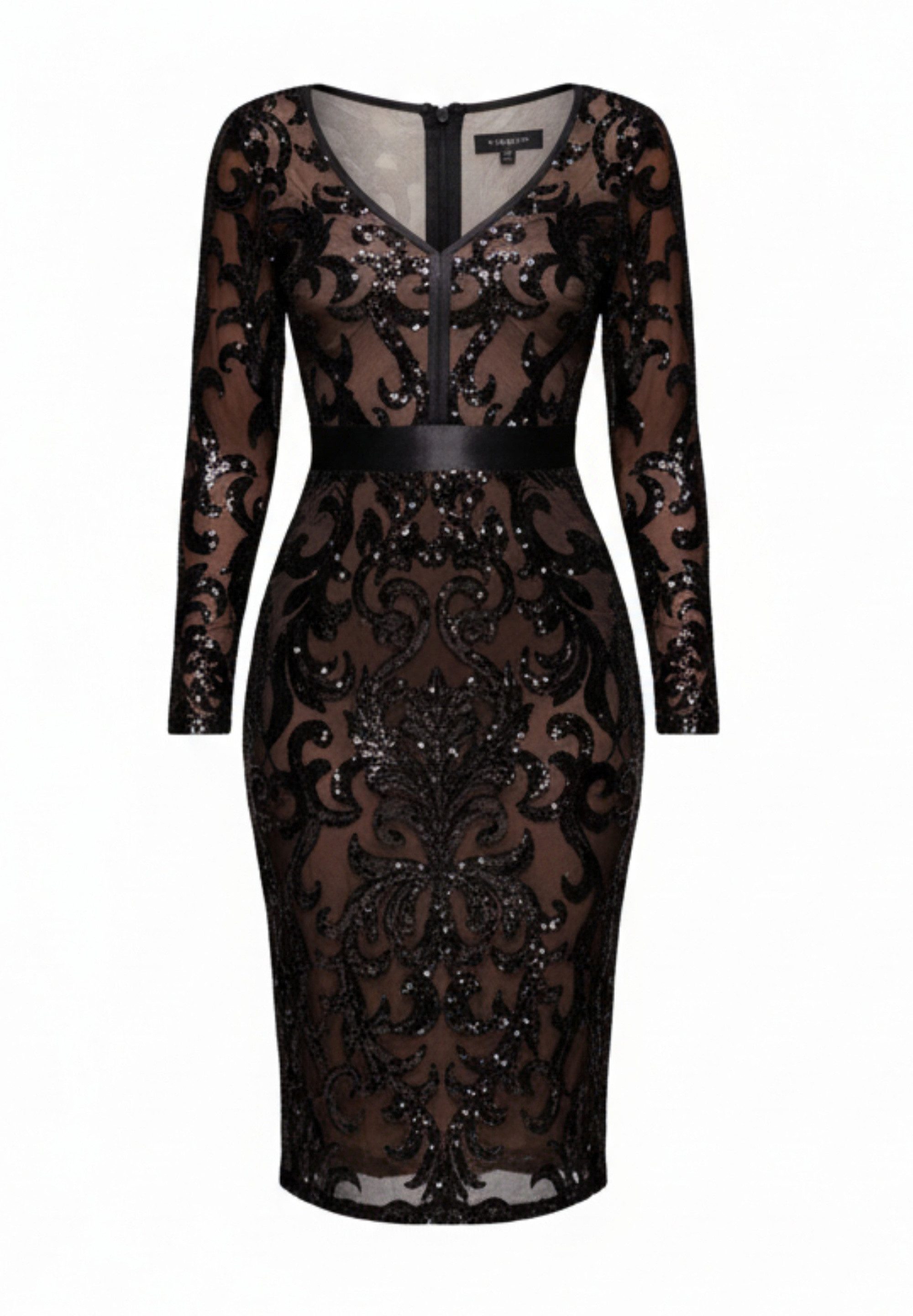 Goddiva Midikleid Sequin & Mesh Midi Dress Knielang, Pailletten, transparen günstig online kaufen