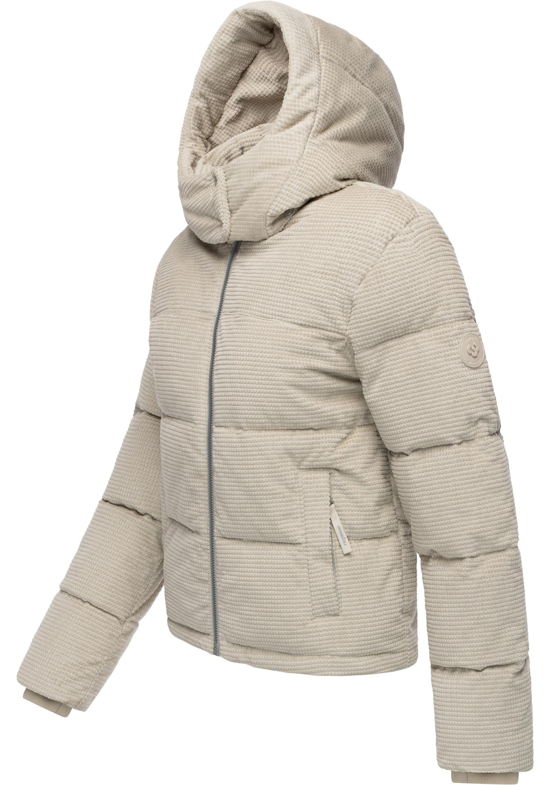 Ragwear Steppjacke Roobie Cordy Wasserdichte Winterjacke aus Kord mit abnehmbarer Kapuze